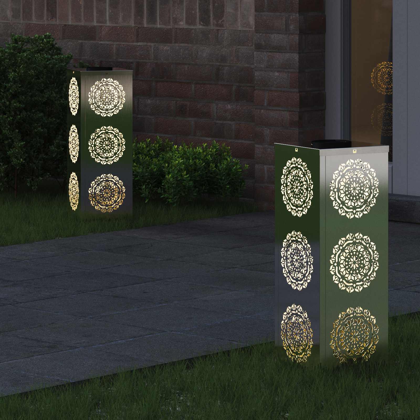 vidaXL Słoneczna LED lampa na ścieżkę 2 pcs Srebrny Stal nierdzewna