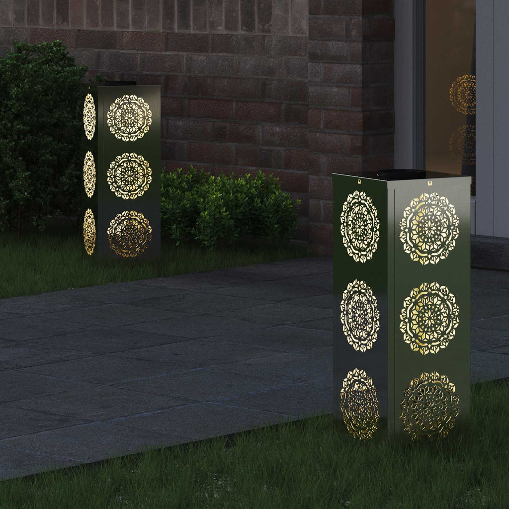 vidaXL Słoneczna LED lampa na ścieżkę 2 pcs Srebrny Stal ocynkowana