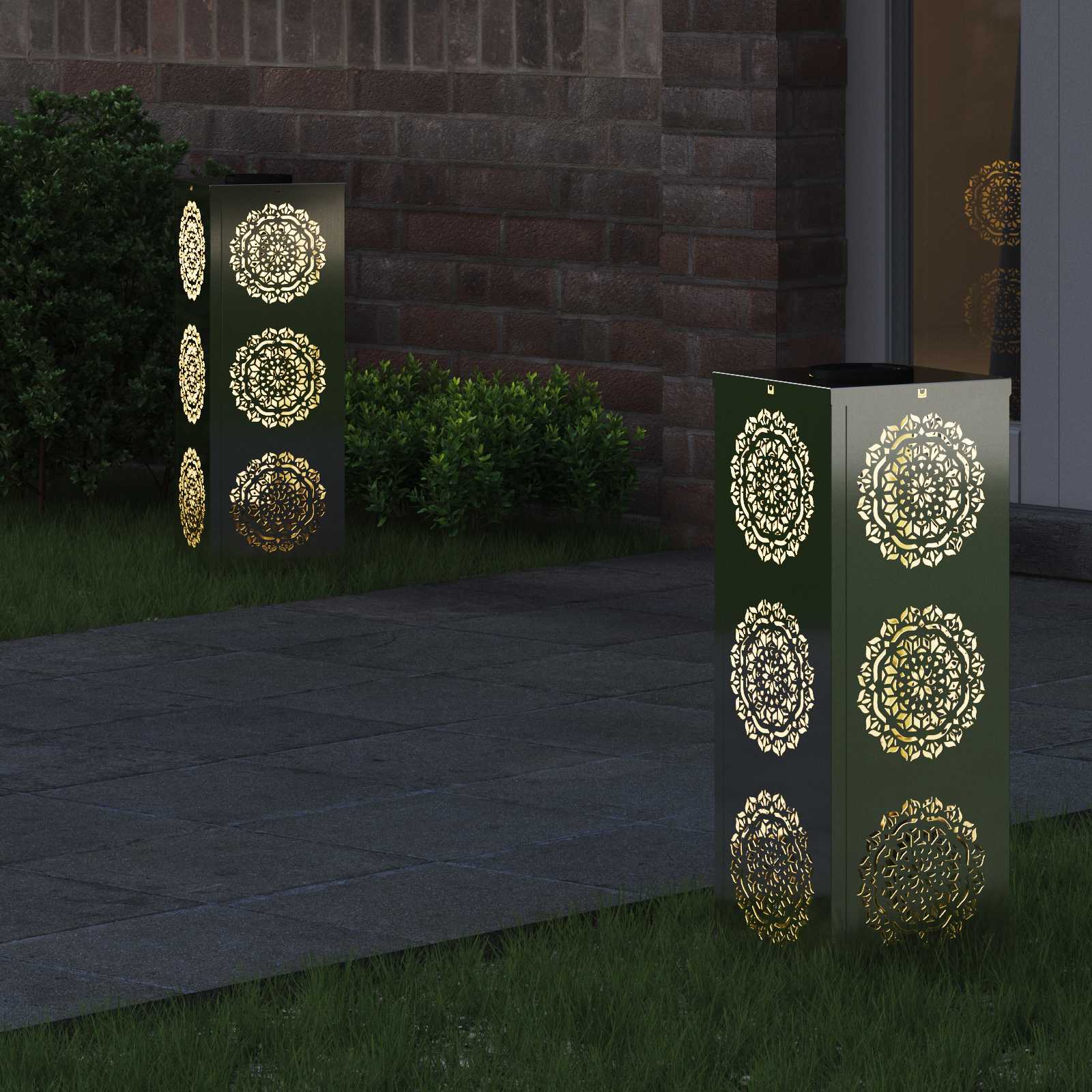 vidaXL Słoneczna LED lampa na ścieżkę 2 pcs Srebrny Stal ocynkowana