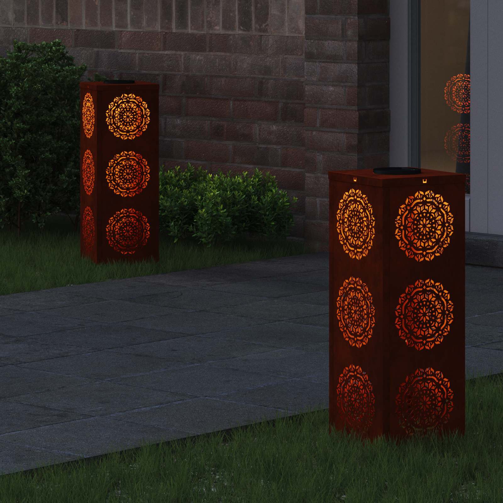 vidaXL Słoneczna LED lampa na ścieżkę 2 pcs Rdzawy