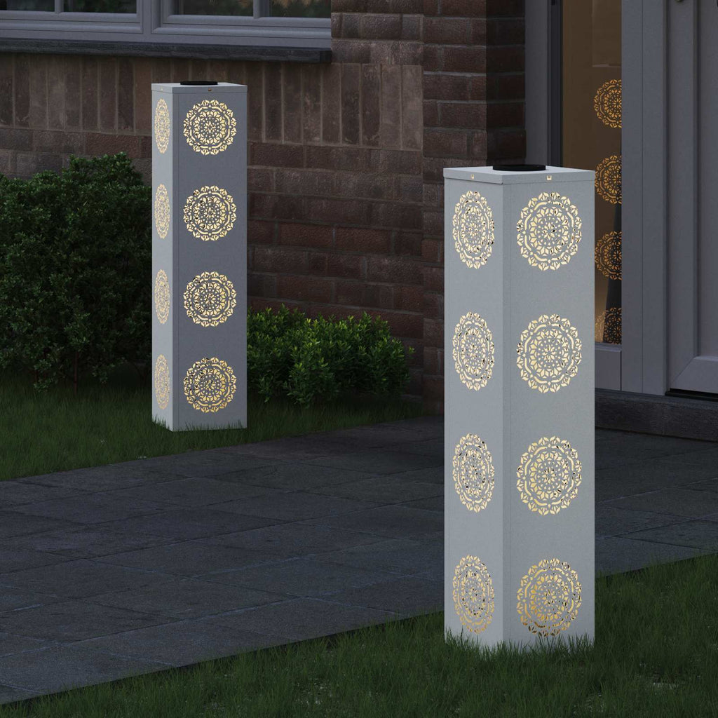 vidaXL Słoneczna LED lampa na ścieżkę 2 pcs Biały