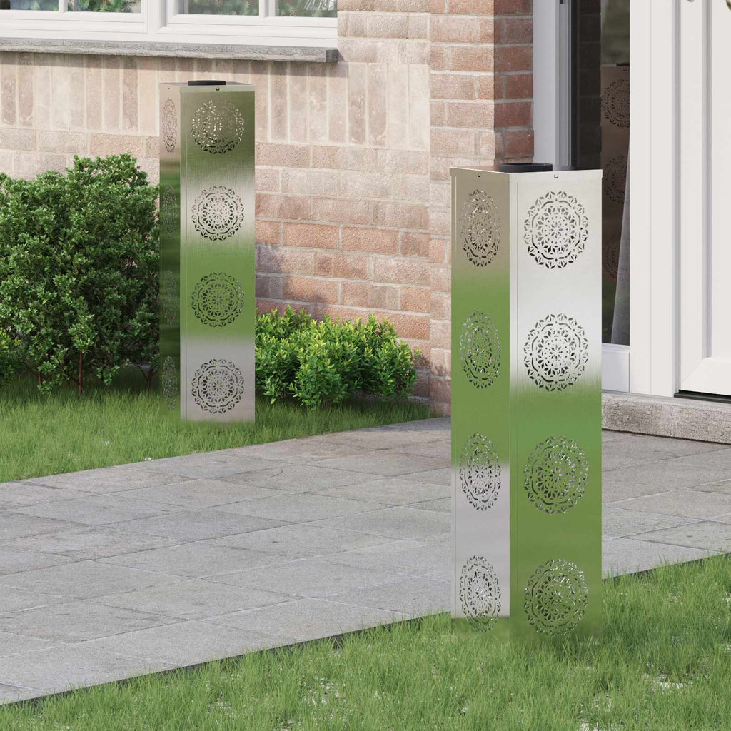 vidaXL Słoneczna LED lampa na ścieżkę 2 pcs Srebrny Stal nierdzewna