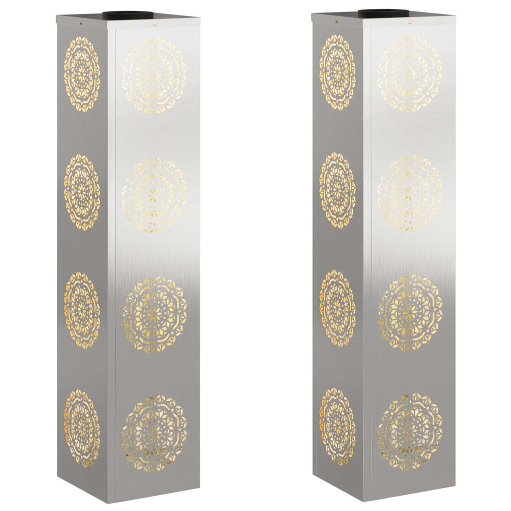 vidaXL Słoneczna LED lampa na ścieżkę 2 pcs Srebrny Stal nierdzewna