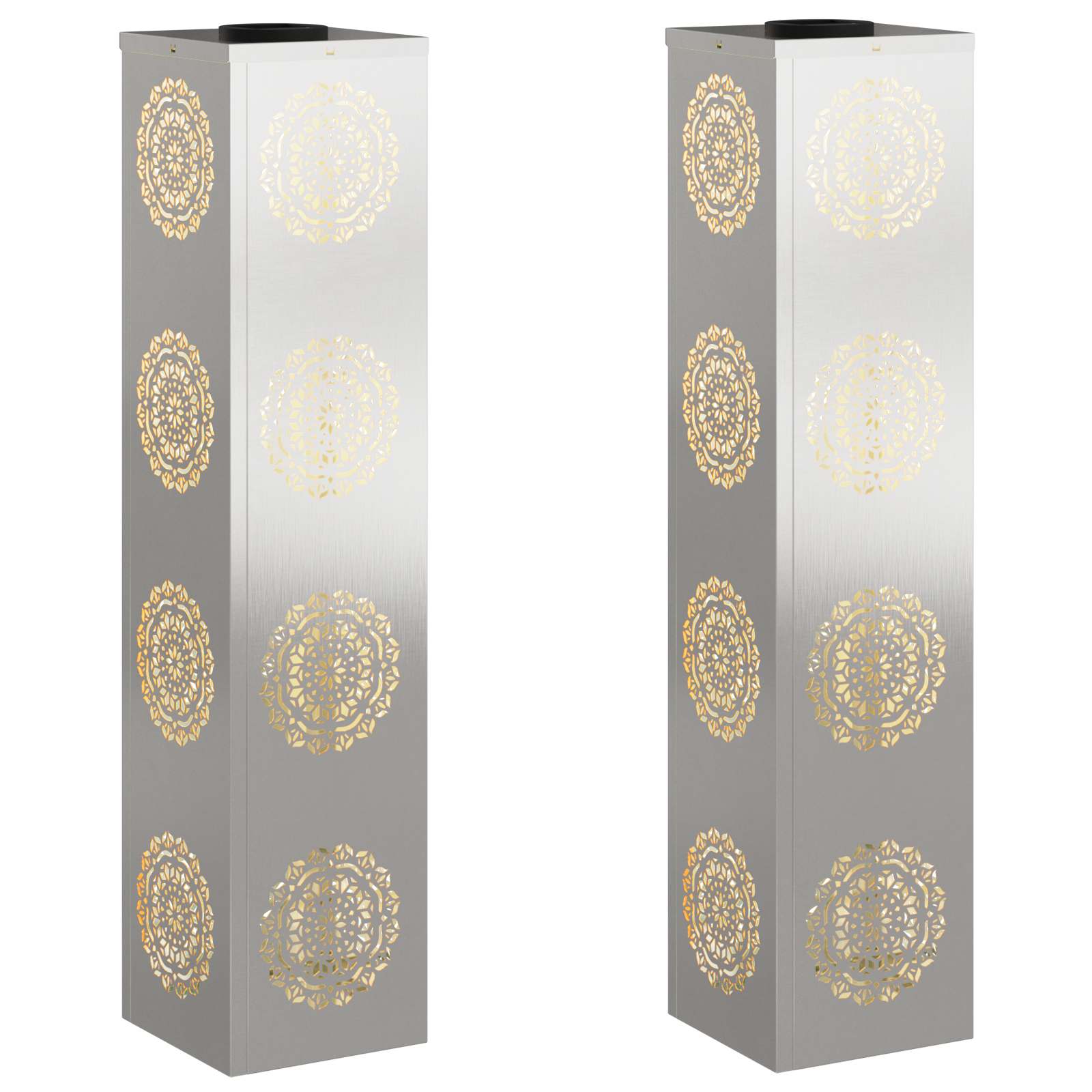 vidaXL Słoneczna LED lampa na ścieżkę 2 pcs Srebrny Stal nierdzewna