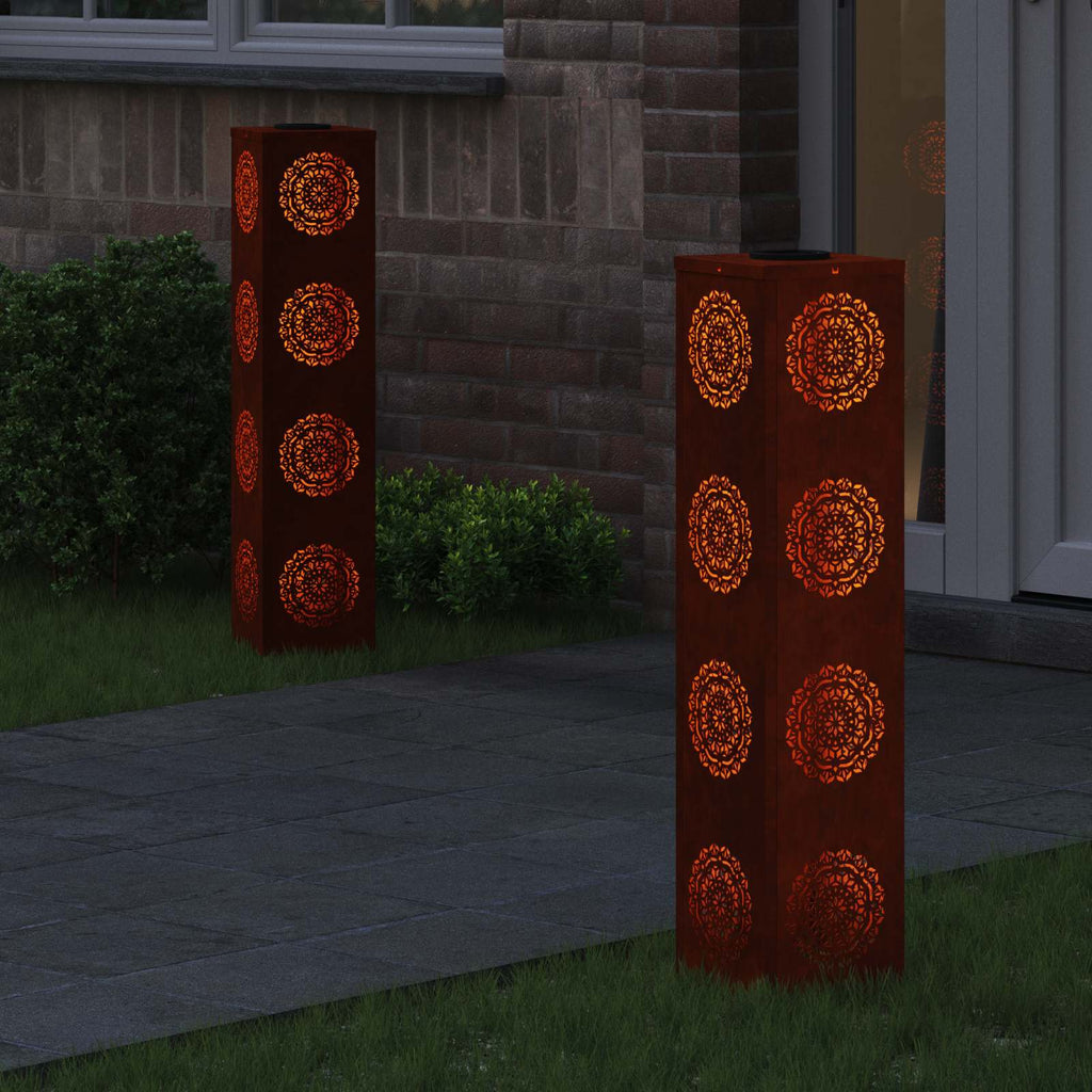 vidaXL Słoneczna LED lampa na ścieżkę 2 pcs Rdzawy