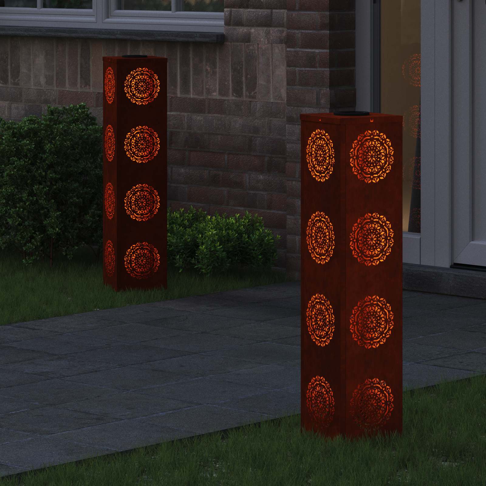 vidaXL Słoneczna LED lampa na ścieżkę 2 pcs Rdzawy