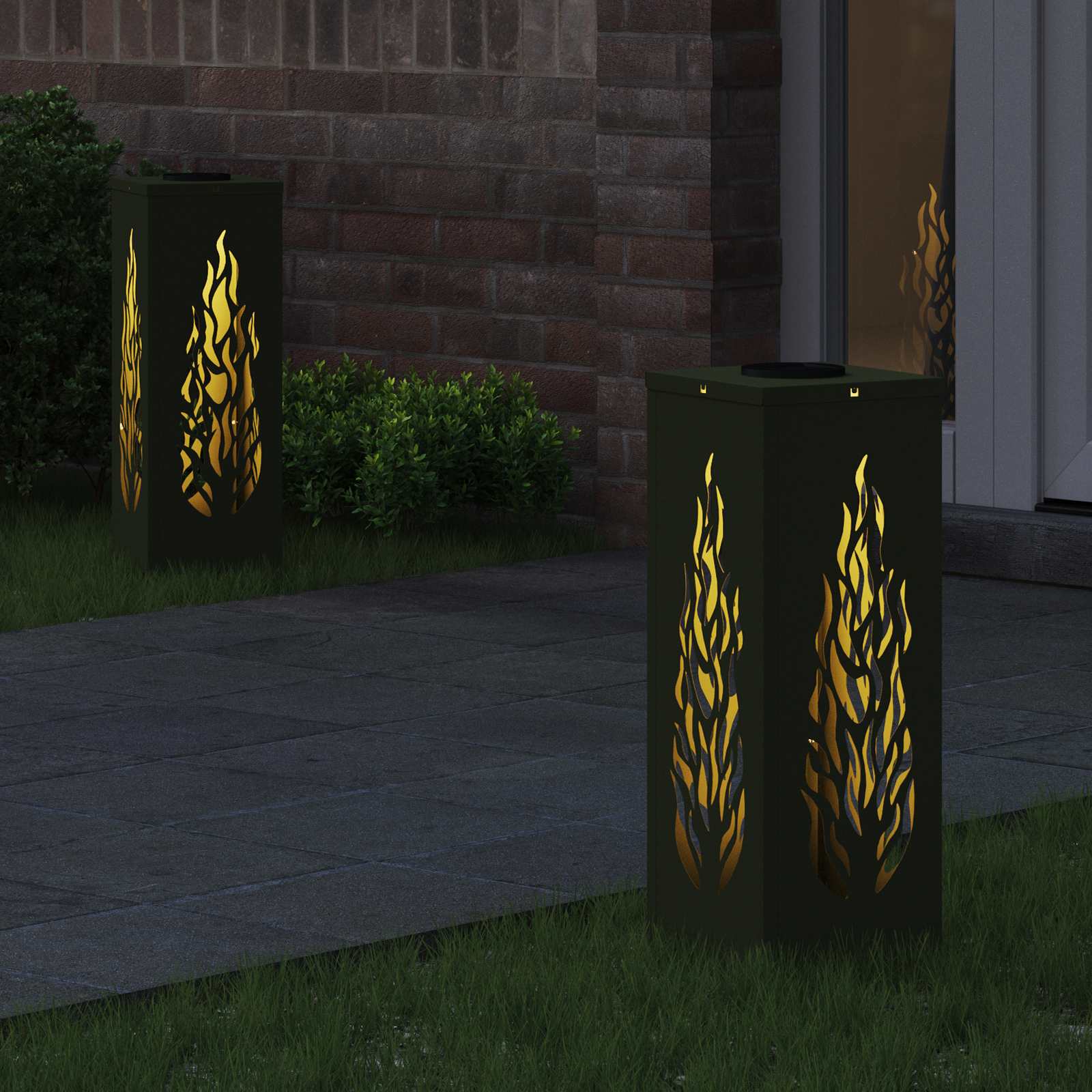 vidaXL Słoneczna LED lampa na ścieżkę 2 pcs Zielony oliwkowy