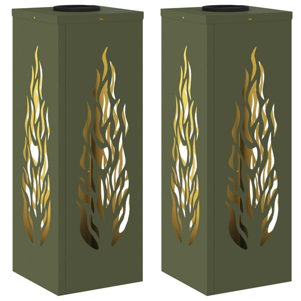 vidaXL Słoneczna LED lampa na ścieżkę 2 pcs Zielony oliwkowy