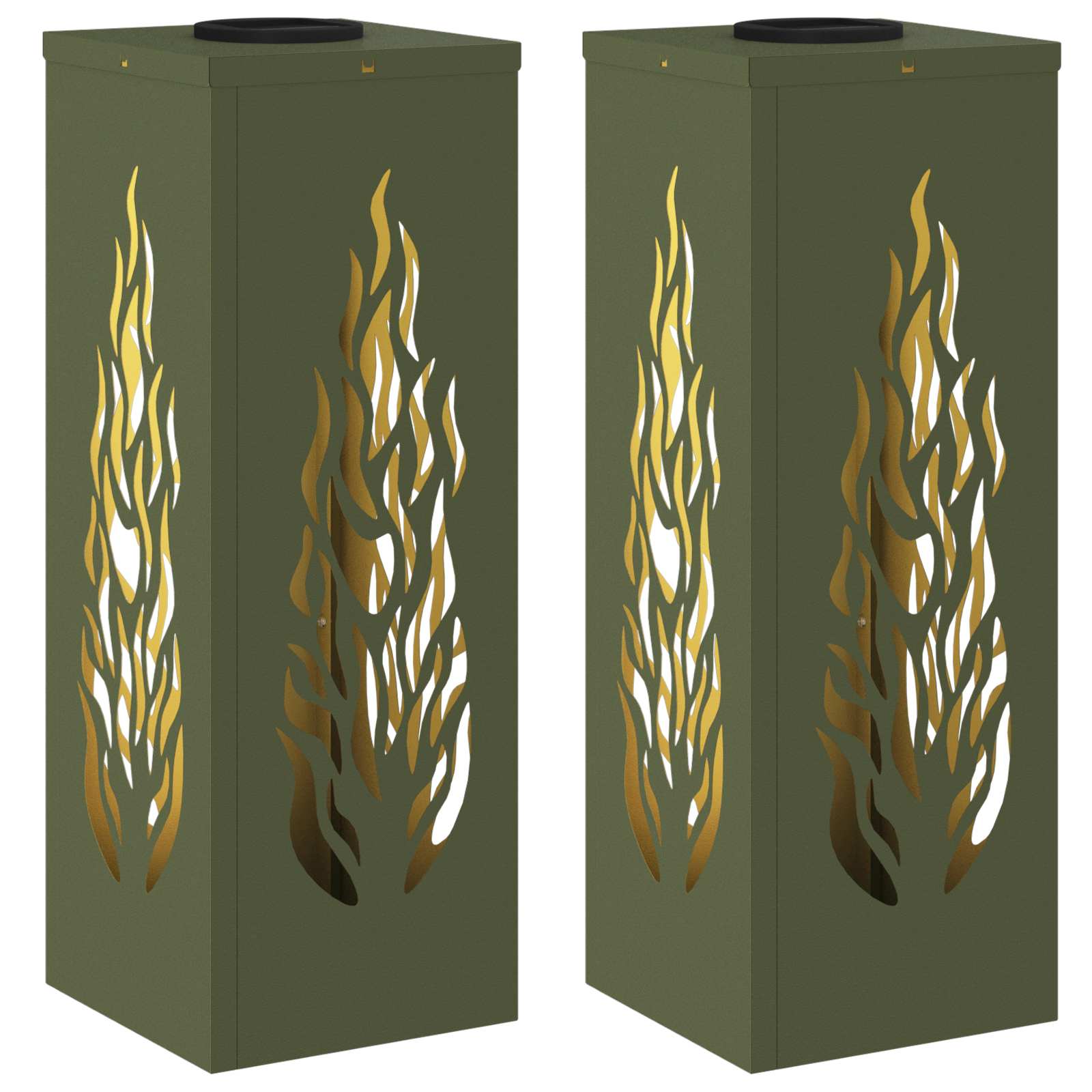 vidaXL Słoneczna LED lampa na ścieżkę 2 pcs Zielony oliwkowy