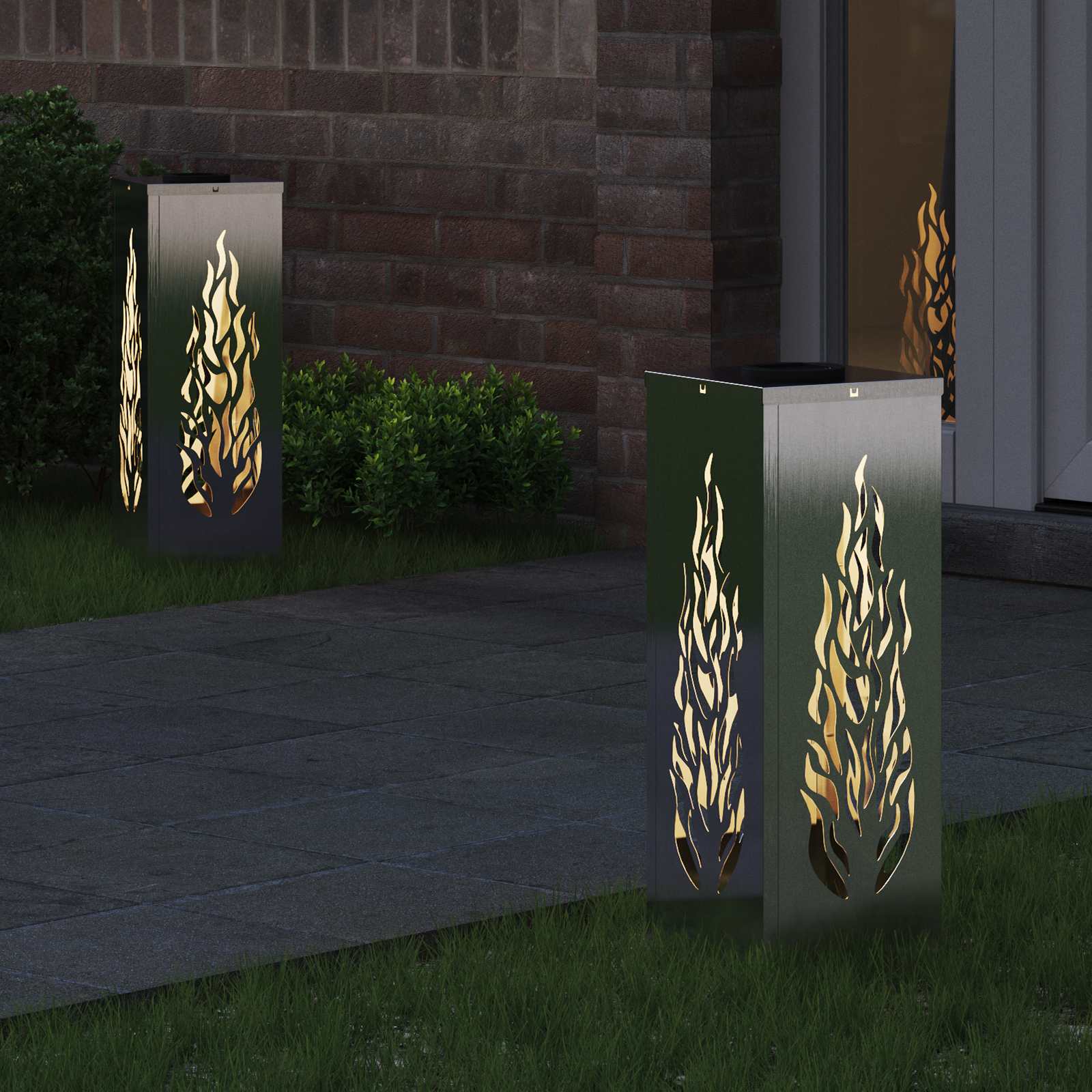 vidaXL Słoneczna LED lampa na ścieżkę 2 pcs Srebrny Stal nierdzewna