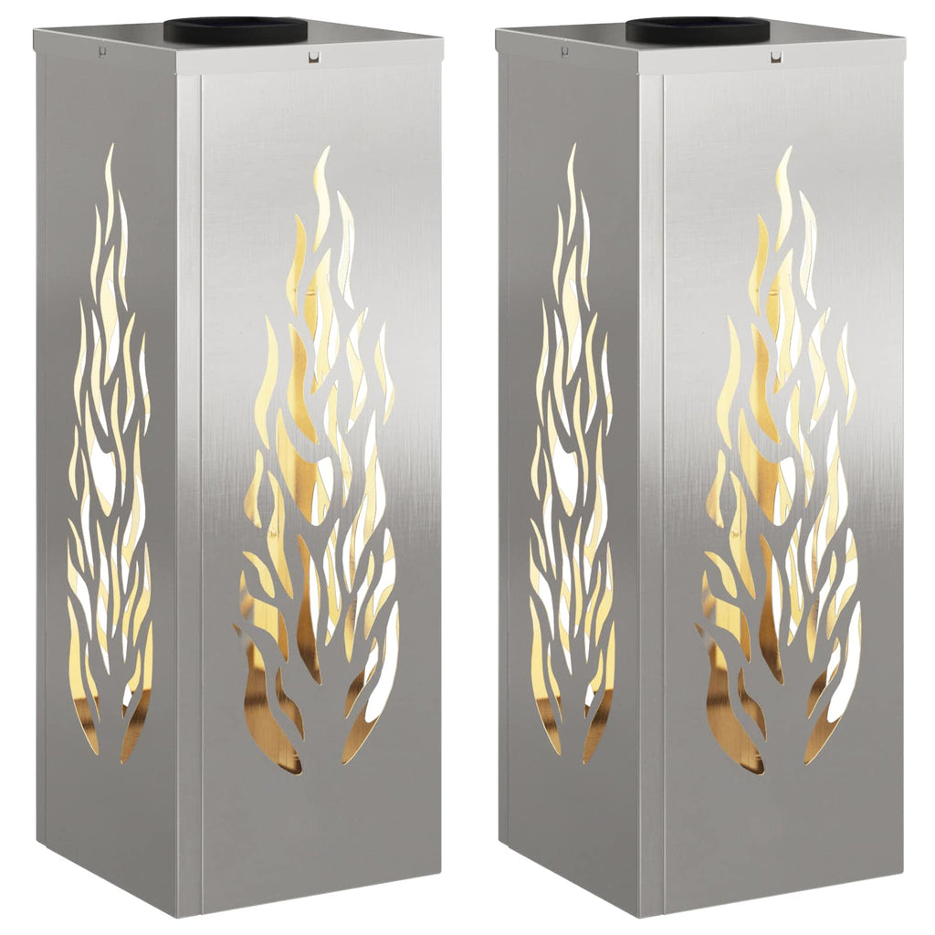 vidaXL Słoneczna LED lampa na ścieżkę 2 pcs Srebrny Stal nierdzewna