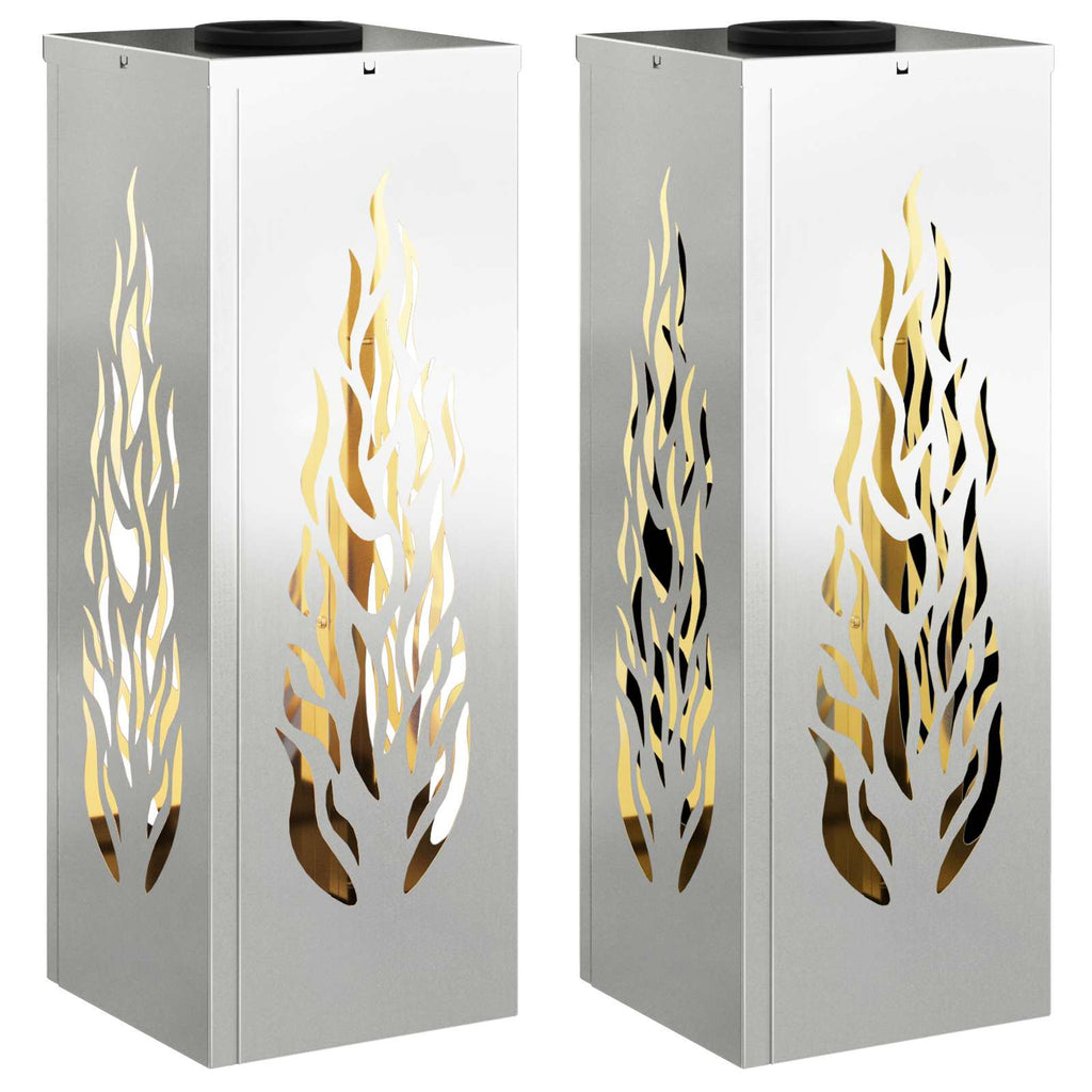 vidaXL Słoneczna LED lampa na ścieżkę 2 pcs Srebrny Stal ocynkowana