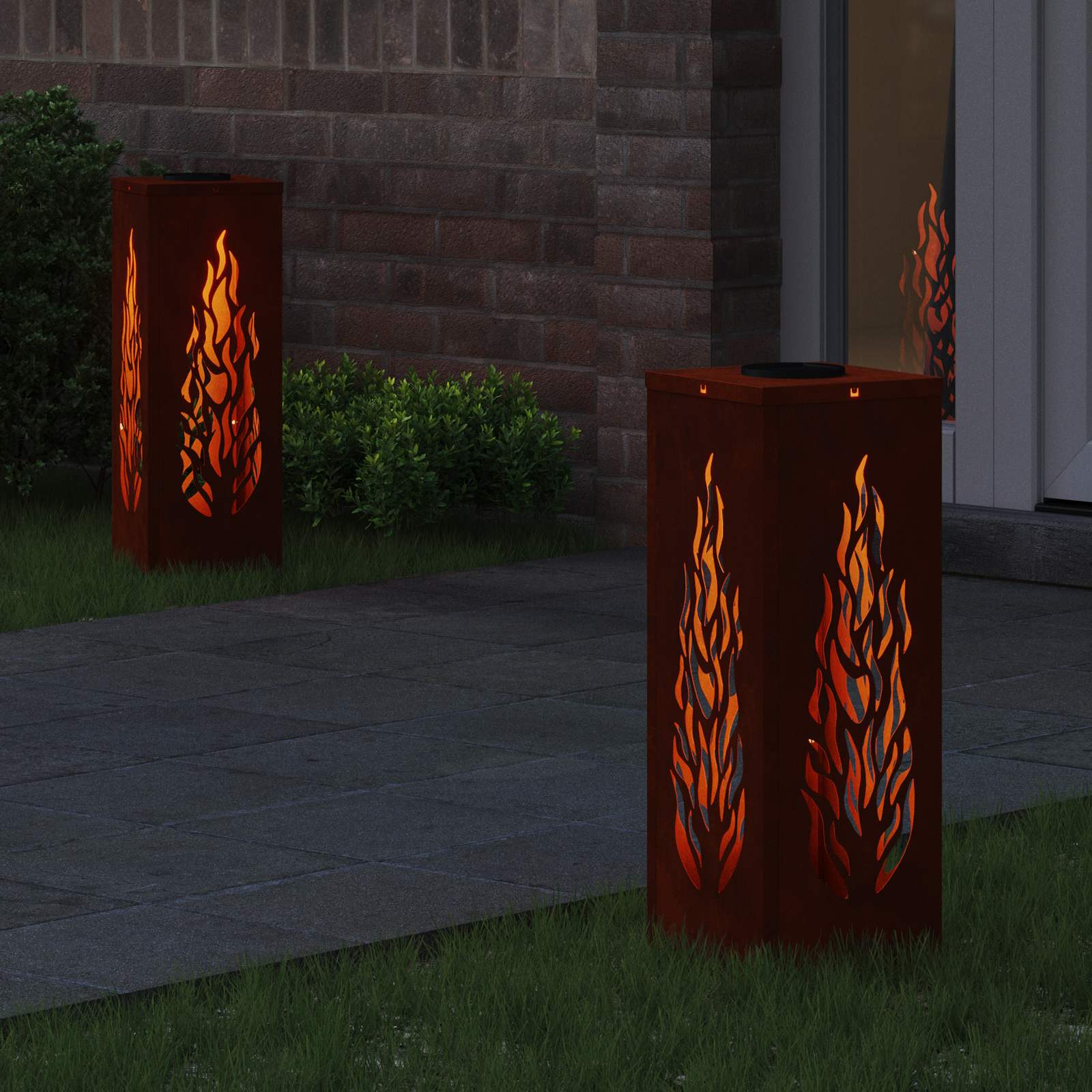 vidaXL Słoneczna LED lampa na ścieżkę 2 pcs kolor bronzu