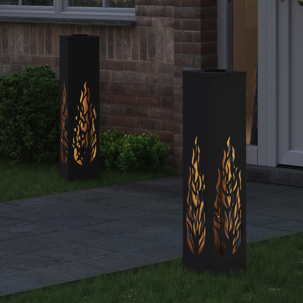 vidaXL Słoneczna LED lampa na ścieżkę 2 pcs Czarny