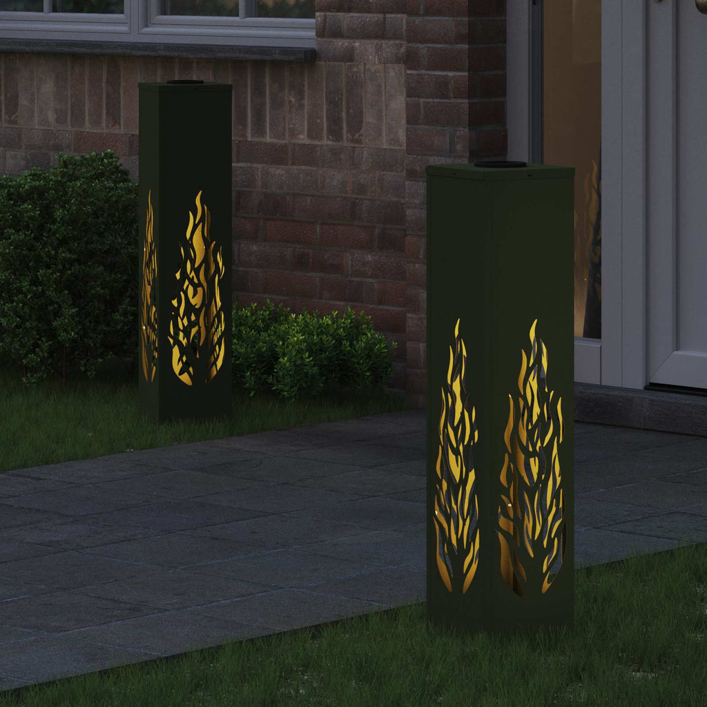 vidaXL Słoneczna LED lampa na ścieżkę 2 pcs Zielony oliwkowy