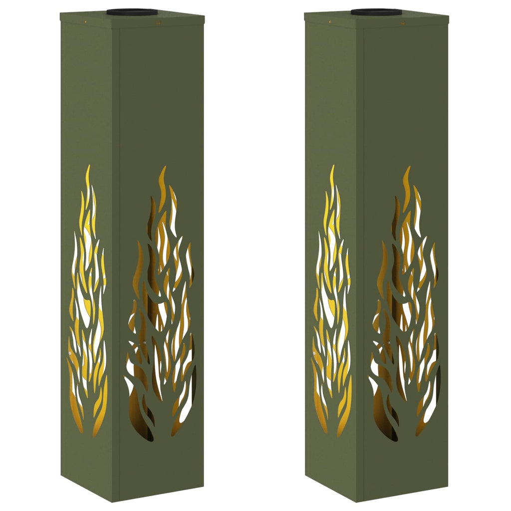 vidaXL Słoneczna LED lampa na ścieżkę 2 pcs Zielony oliwkowy