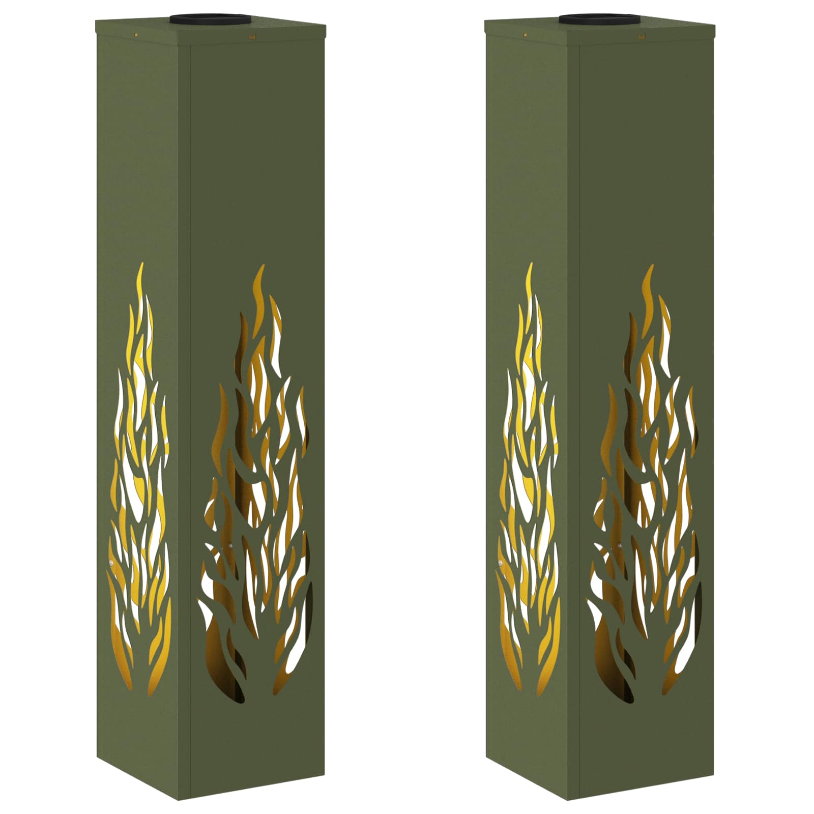 vidaXL Słoneczna LED lampa na ścieżkę 2 pcs Zielony oliwkowy