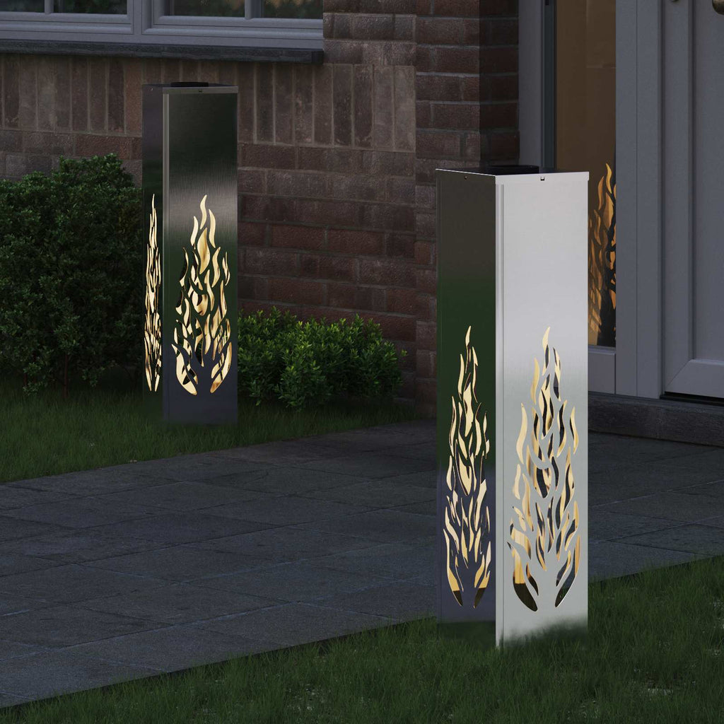 vidaXL Słoneczna LED lampa na ścieżkę 2 pcs Srebrny Stal nierdzewna