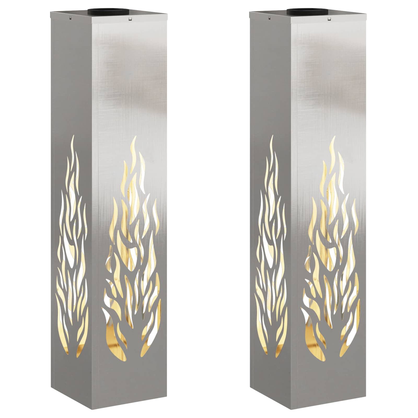 vidaXL Słoneczna LED lampa na ścieżkę 2 pcs Srebrny Stal nierdzewna