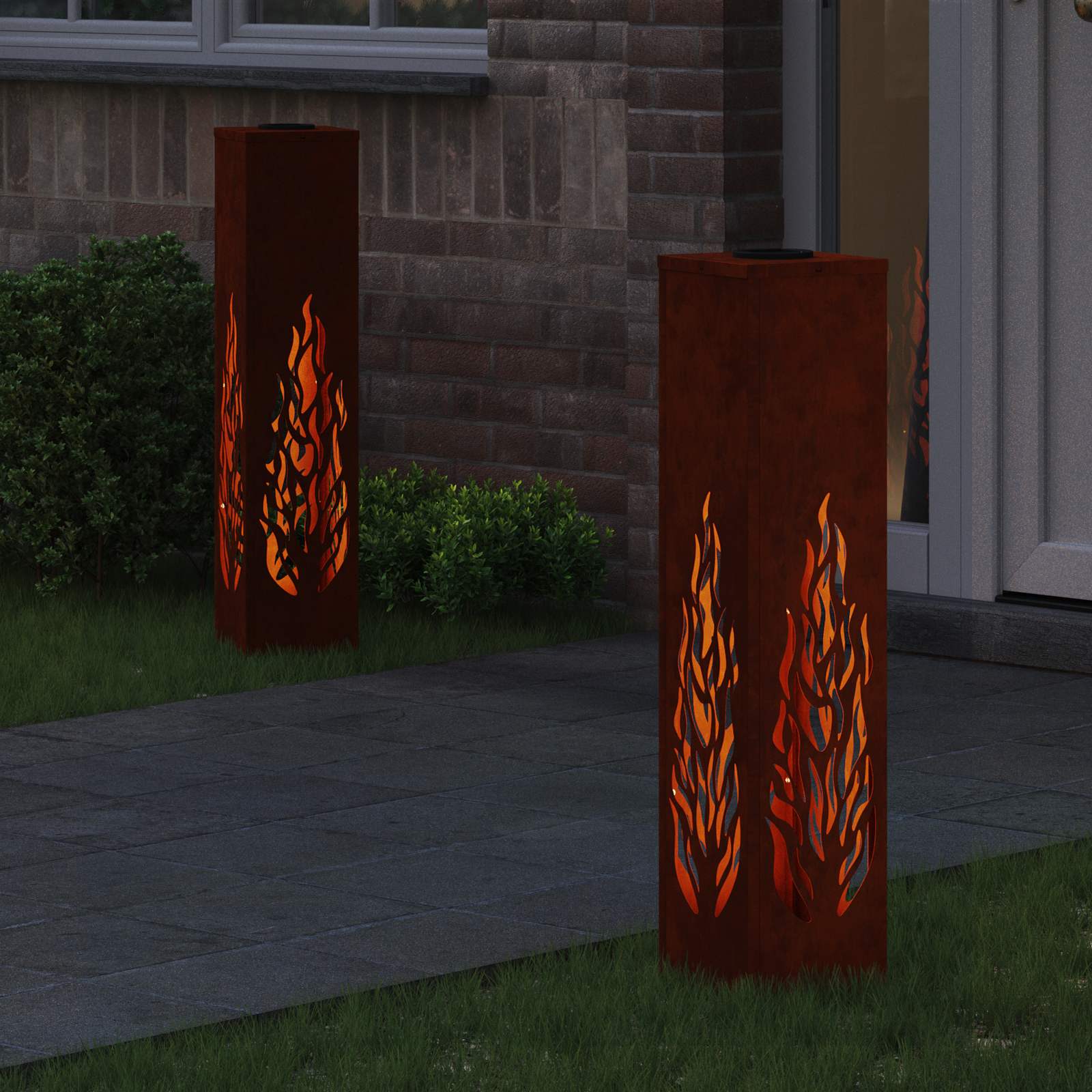 vidaXL Słoneczna LED lampa na ścieżkę 2 pcs Rdzawy