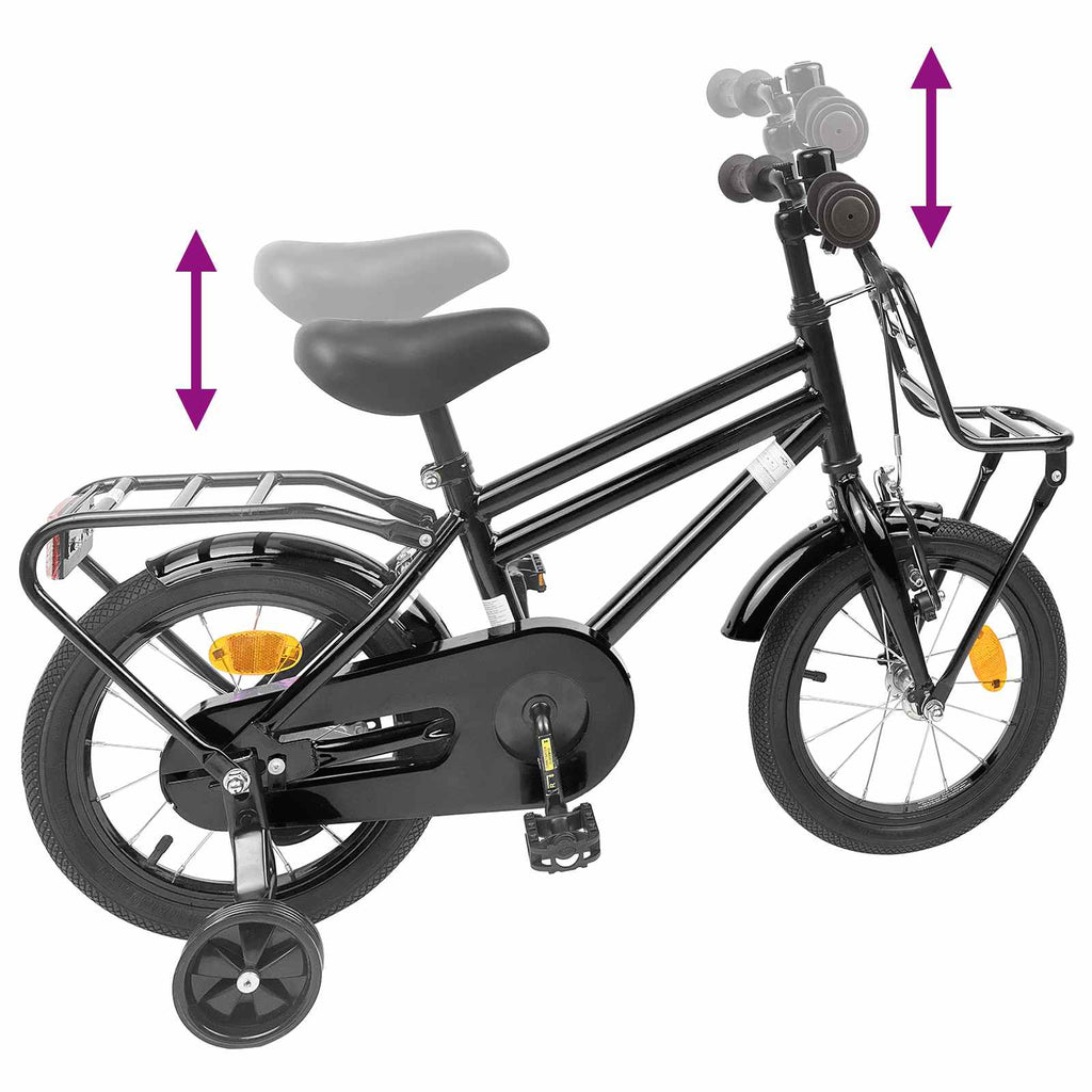 vidaXL Rower Dziecięcy 12 Cali dla dzieci w wieku 2-4 lata Czarny