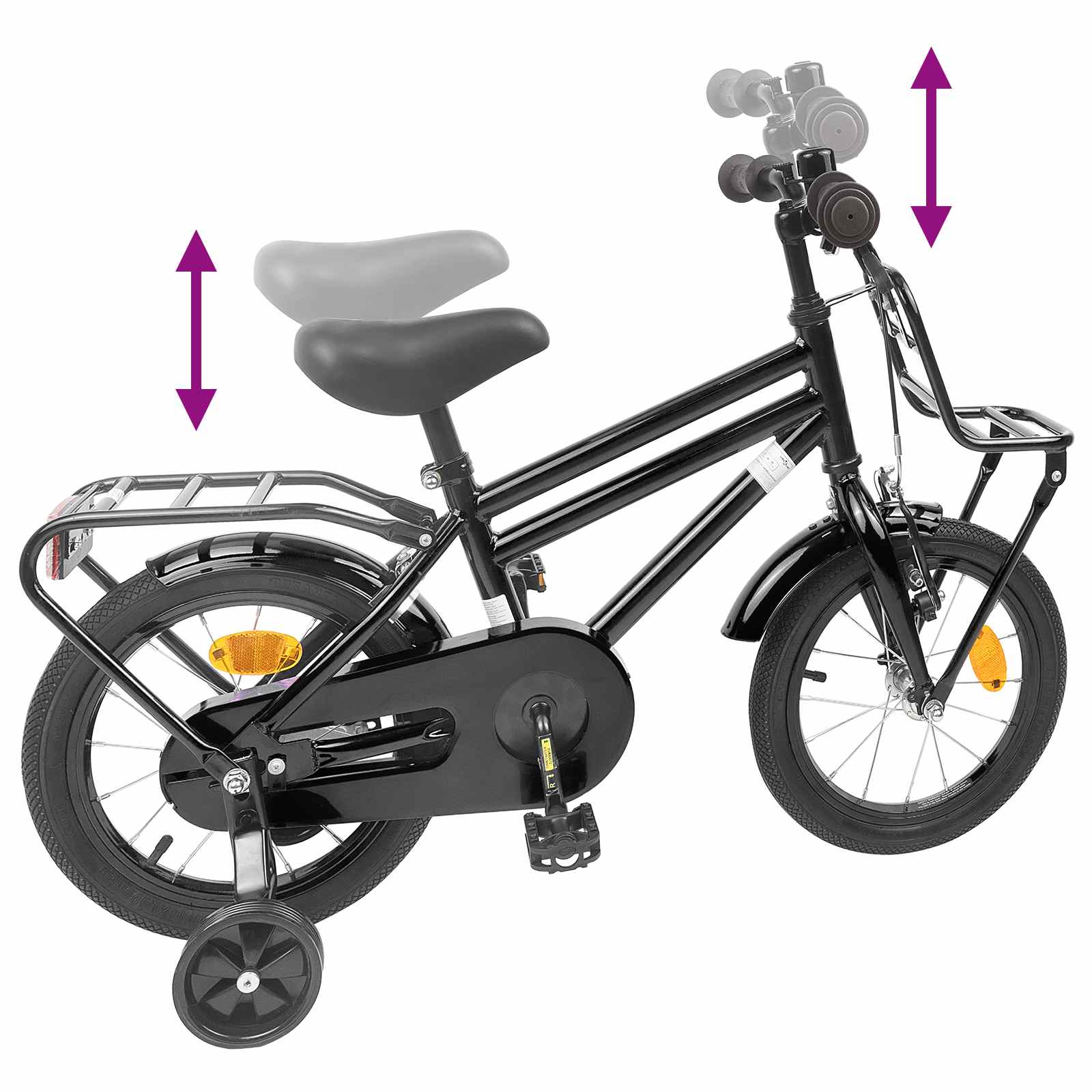 vidaXL Rower Dziecięcy 16 Cali dla dzieci w wieku 4-6 lat Czarny