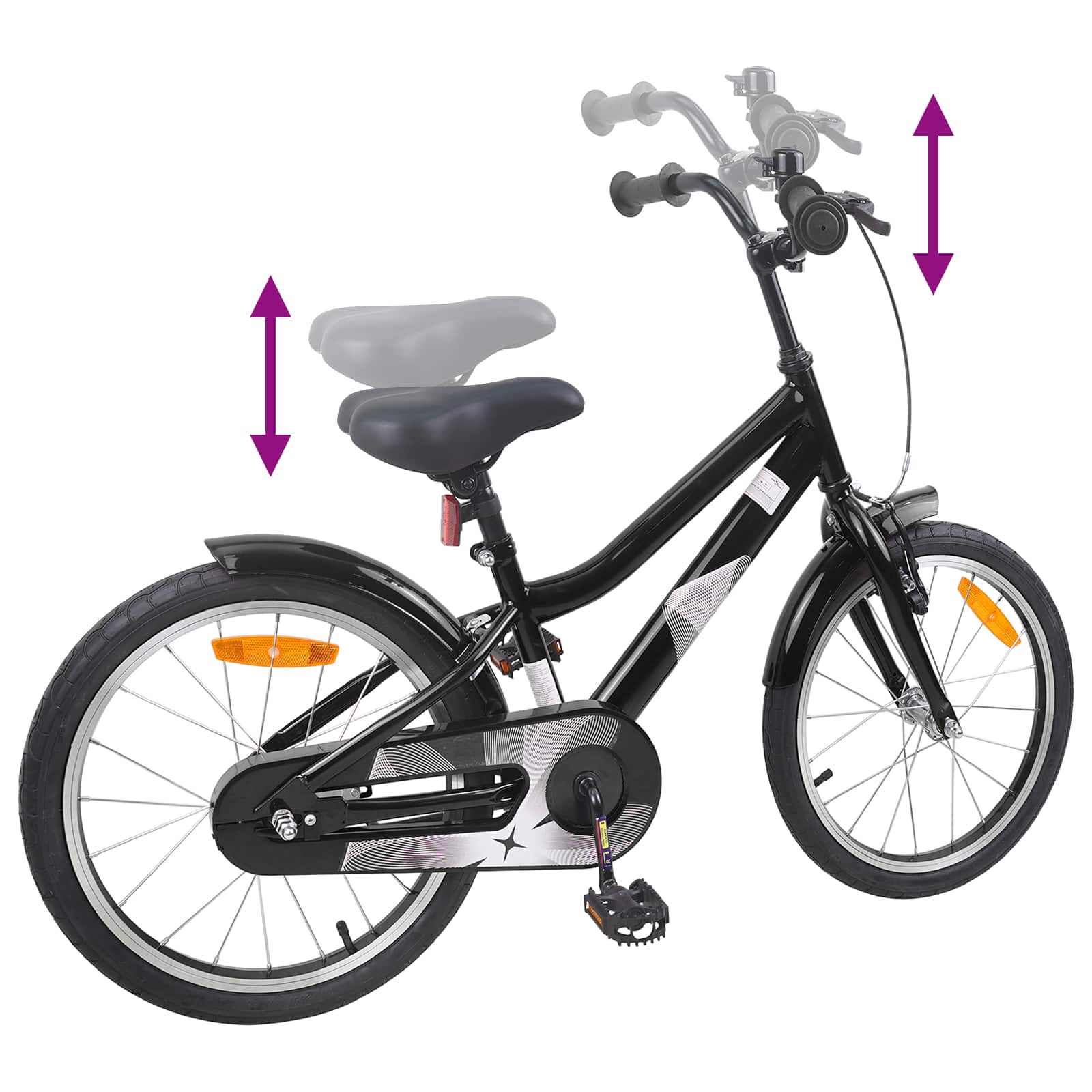vidaXL Rower Dziecięcy 18 Cali dla dzieci w wieku 5-7 lat Czarny