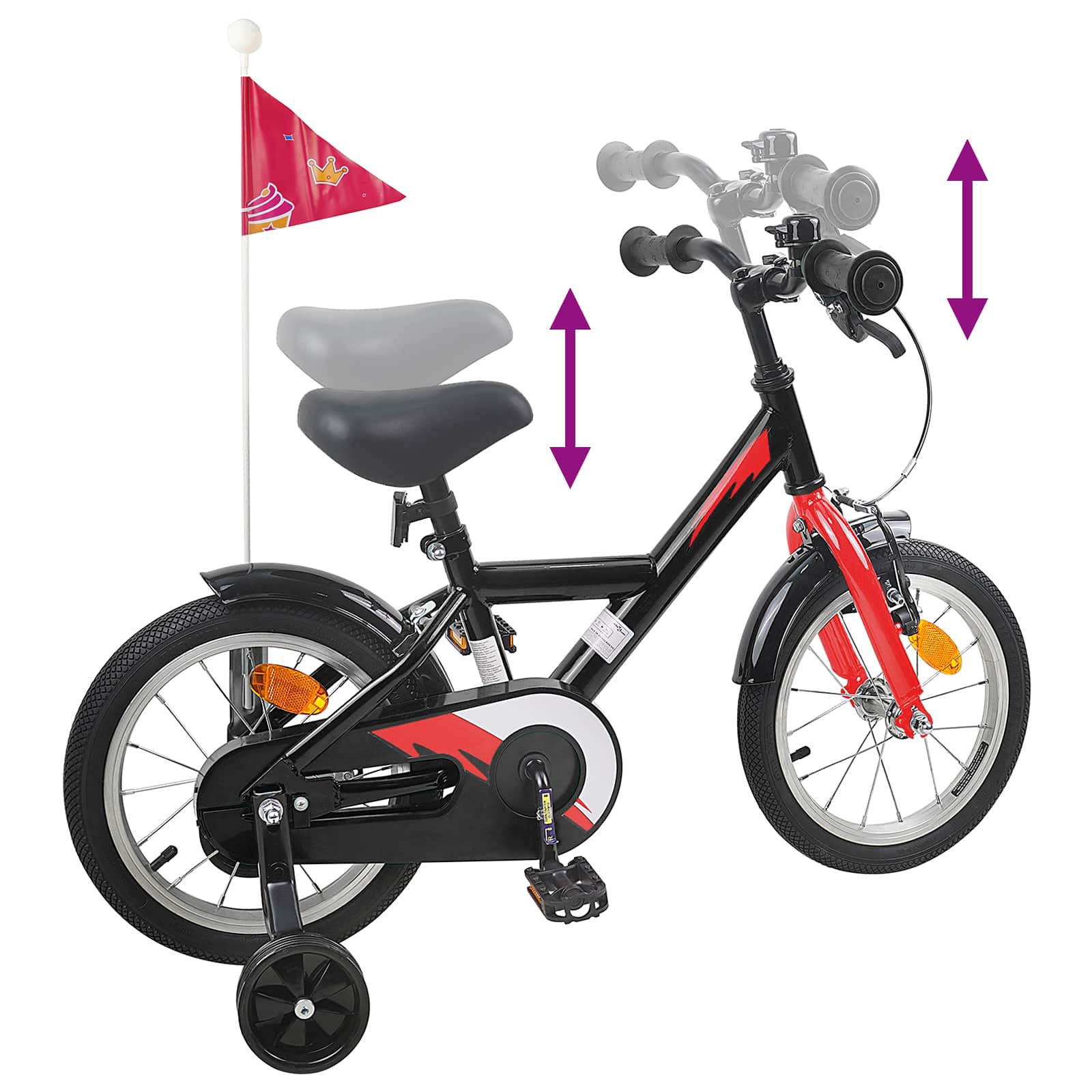 vidaXL Rower Dziecięcy 12 Cali dla dzieci w wieku 2-4 lata Czarny