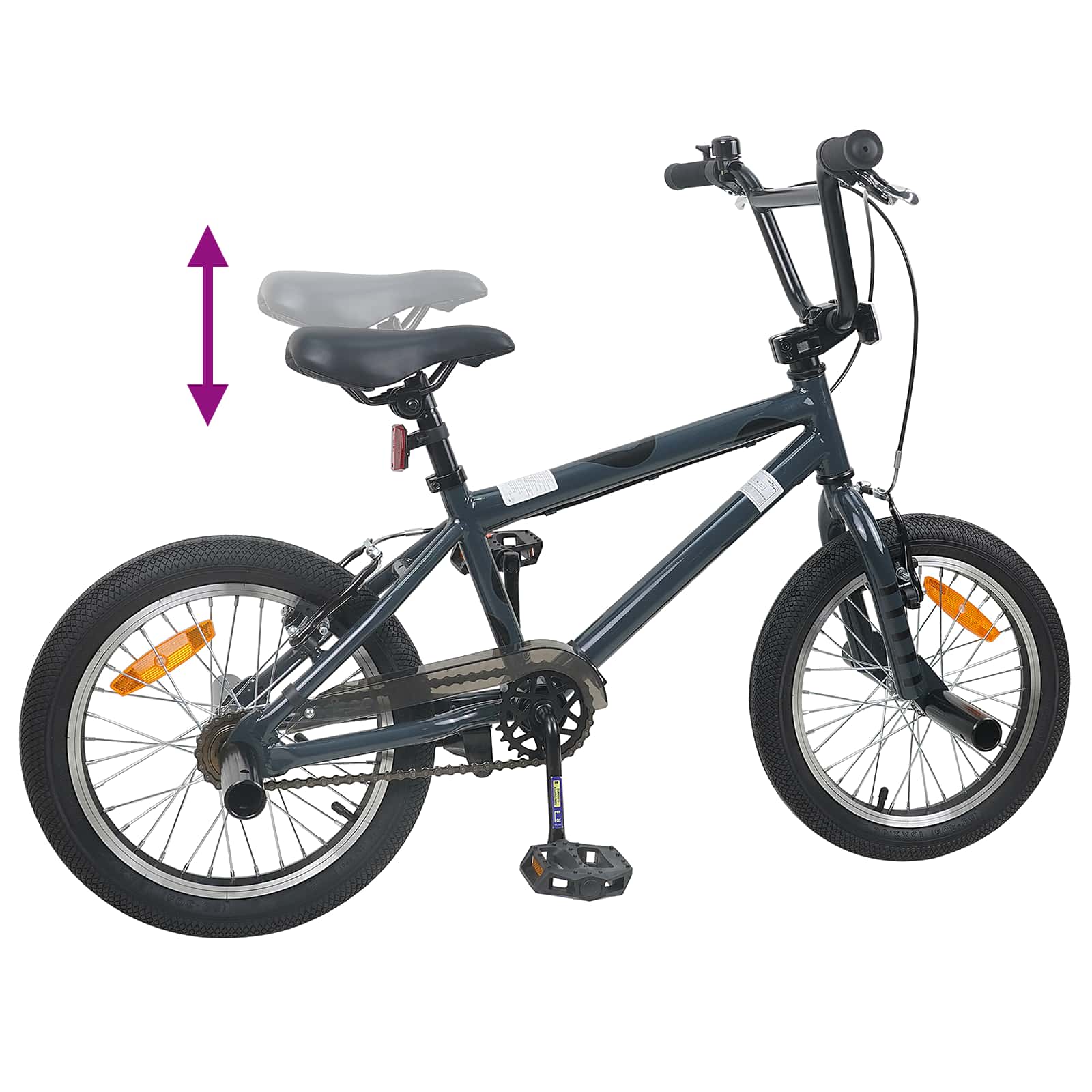 vidaXL BMX 16 Cali dla dzieci w wieku 5-8 lat ciemnoszary