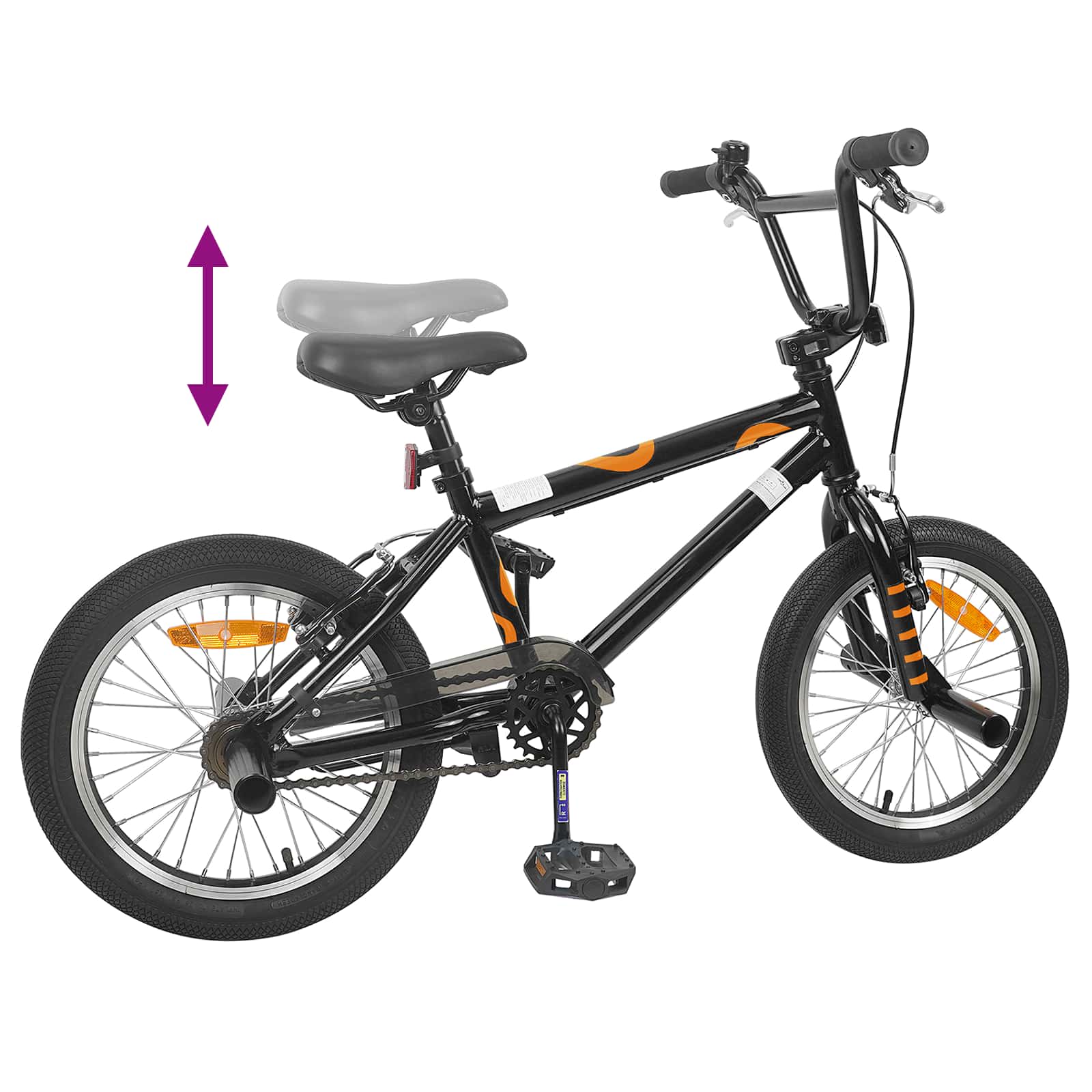 vidaXL BMX 16 Cali dla dzieci w wieku 5-8 lat Czarny