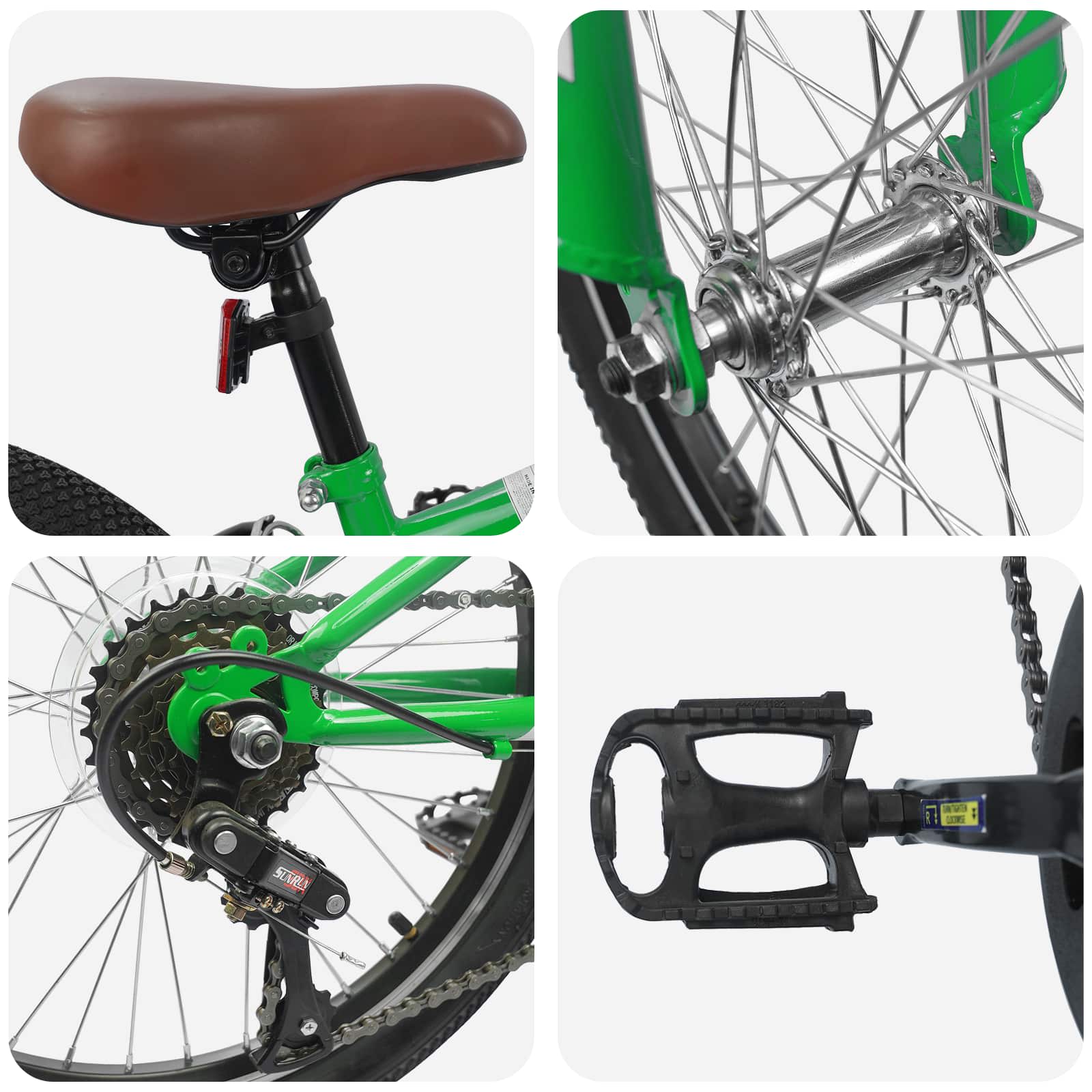 vidaXL Rower Górski 20 Cali 6-Speed dla dzieci w wieku 5-8 lat Zielony