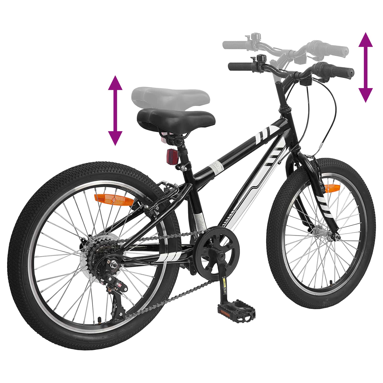 vidaXL Rower Górski 24 Cali 6-Speed dla dzieci w wieku 8-12 lat Czarny