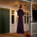 vidaXL Wisząca halloweenowa mówiąca wiedźma Fioletowy 216 x 125 cm