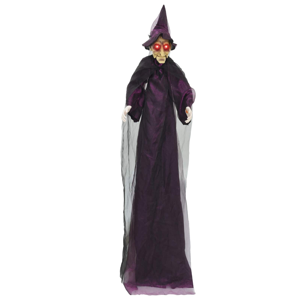 vidaXL Wisząca halloweenowa mówiąca wiedźma Fioletowy 216 x 125 cm