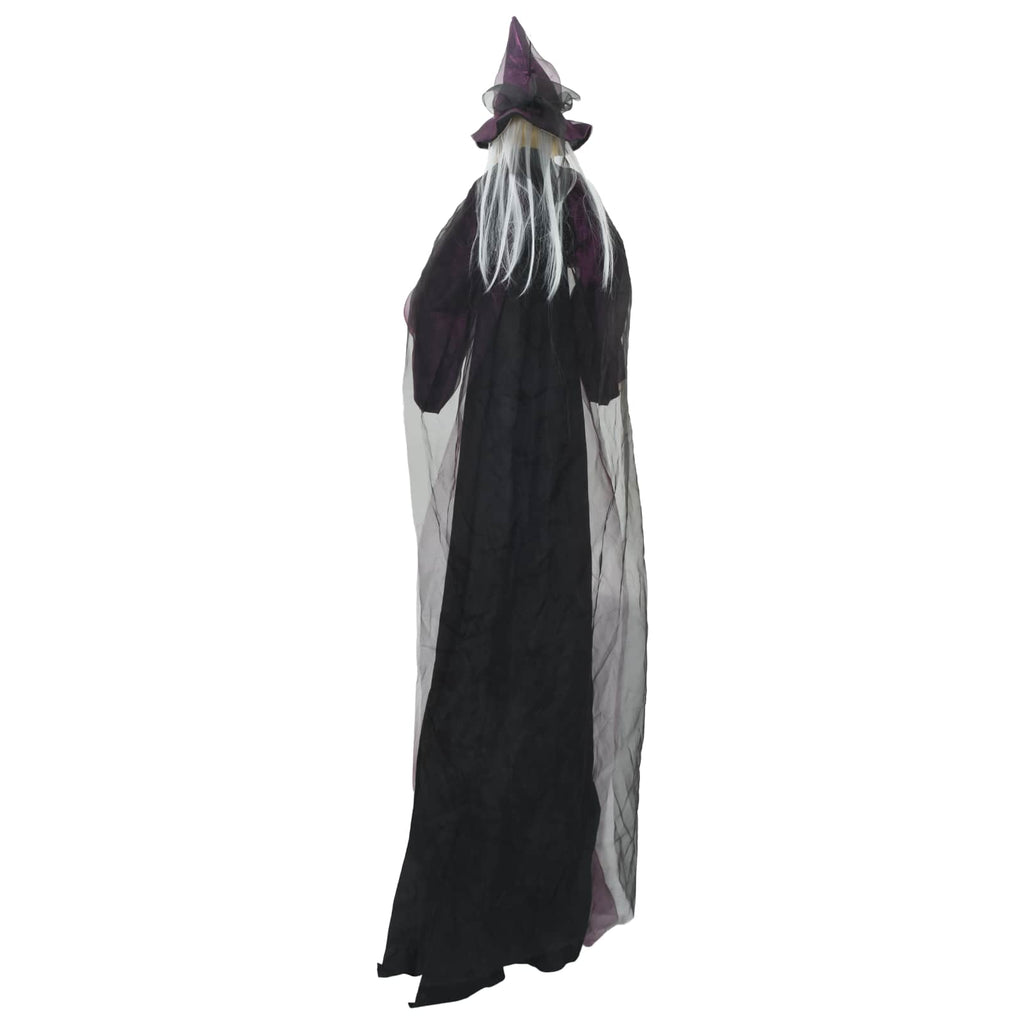 vidaXL Wisząca halloweenowa mówiąca wiedźma Fioletowy 216 x 125 cm