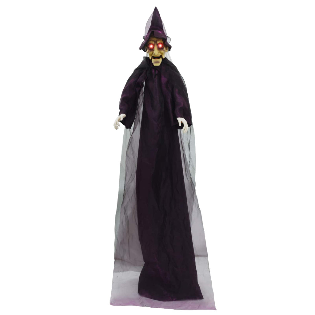 vidaXL Wisząca halloweenowa mówiąca wiedźma Fioletowy 216 x 125 cm