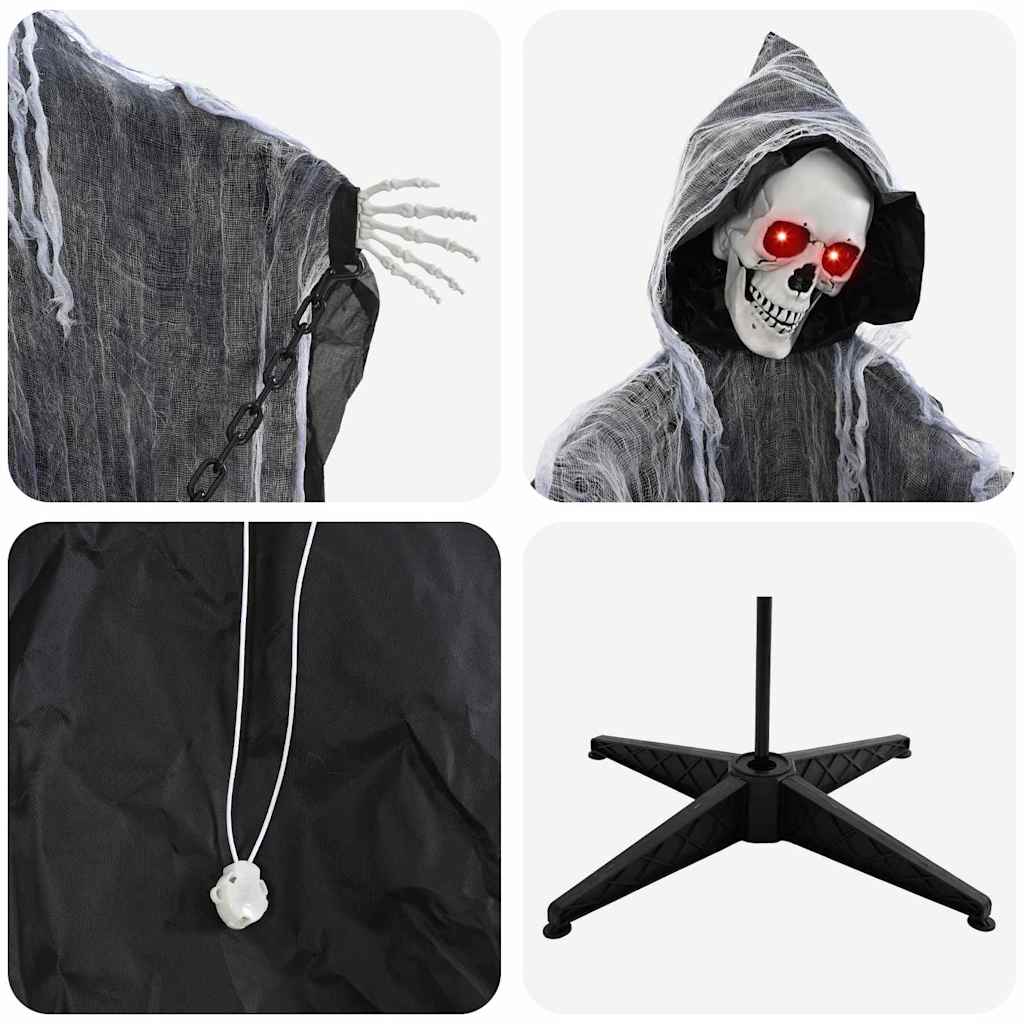 vidaXL Wiszący ponury żniwiarz na Halloween SPOOKA Czarny 112 x 164 cm