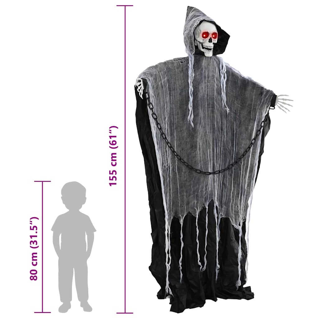 vidaXL Wiszący ponury żniwiarz na Halloween SPOOKA Czarny 112 x 164 cm