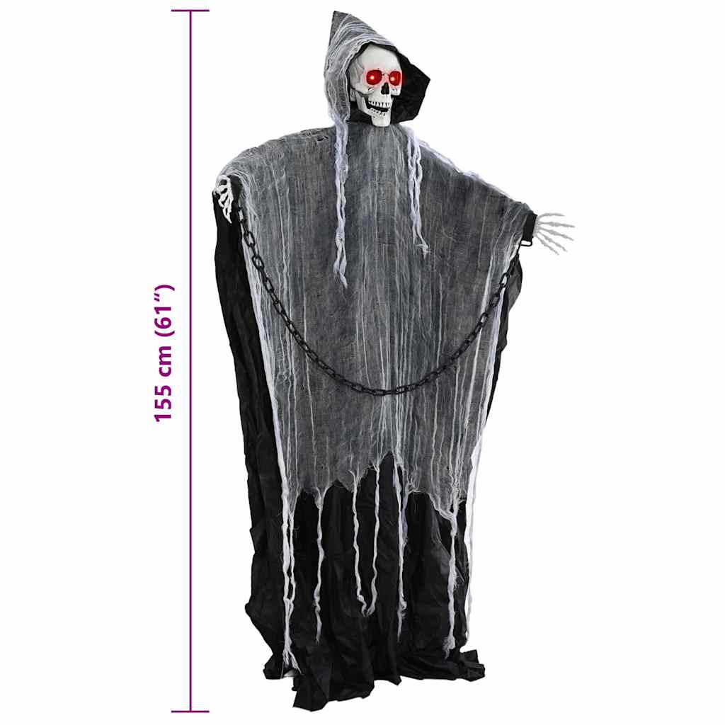 vidaXL Wiszący ponury żniwiarz na Halloween SPOOKA Czarny 112 x 164 cm