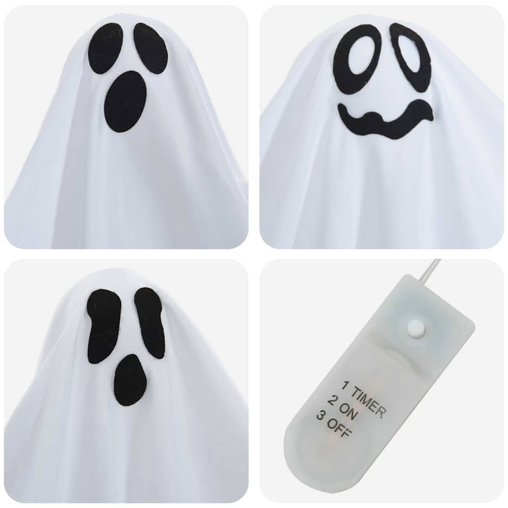 vidaXL Zawieszany Duch Halloween 3 pcs Biały 52 x 62 cm Poliester