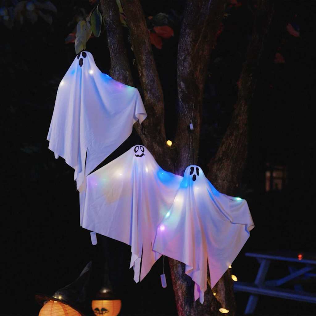 vidaXL Zawieszany Duch Halloween 3 pcs Biały 52 x 62 cm Poliester