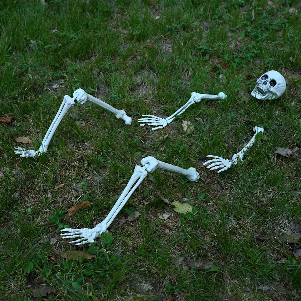 vidaXL Szkielet Halloween z kolcami na ziemi Biały 45,5 x 13 cm