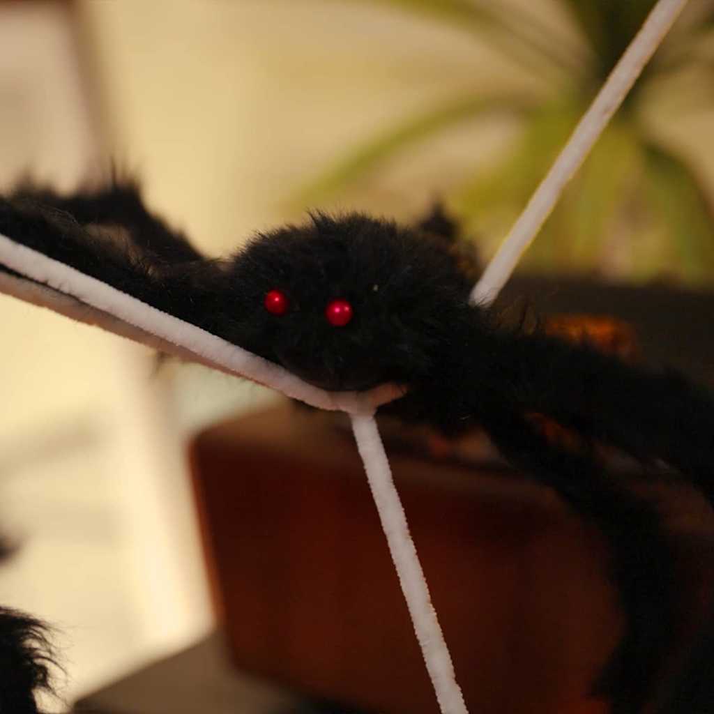 vidaXL Dekoracja pająka halloweenowego z sieciami 2 pcs Czarny i biały