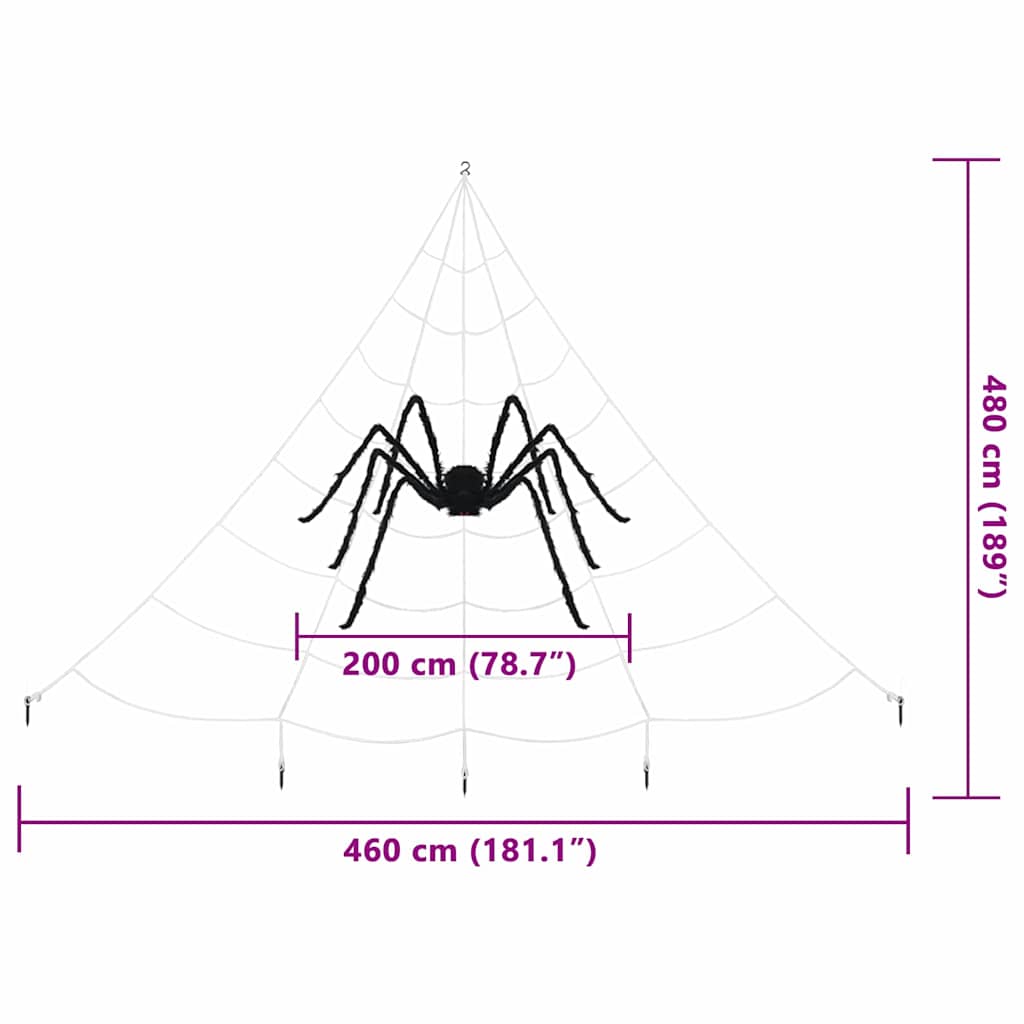 vidaXL Dekoracja pająka halloweenowego z sieciami 2 pcs Czarny i biały