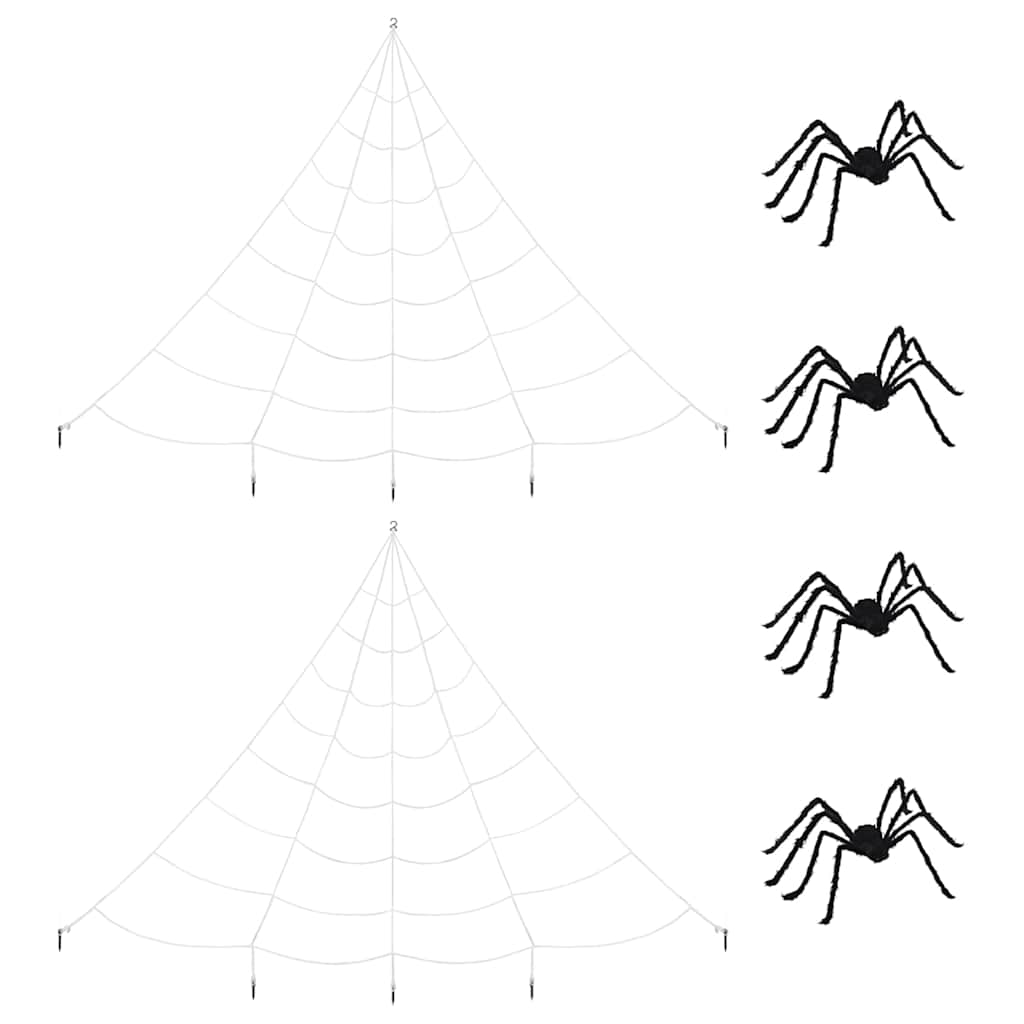vidaXL Dekoracja pająka halloweenowego z sieciami 4 pcs Czarny i biały