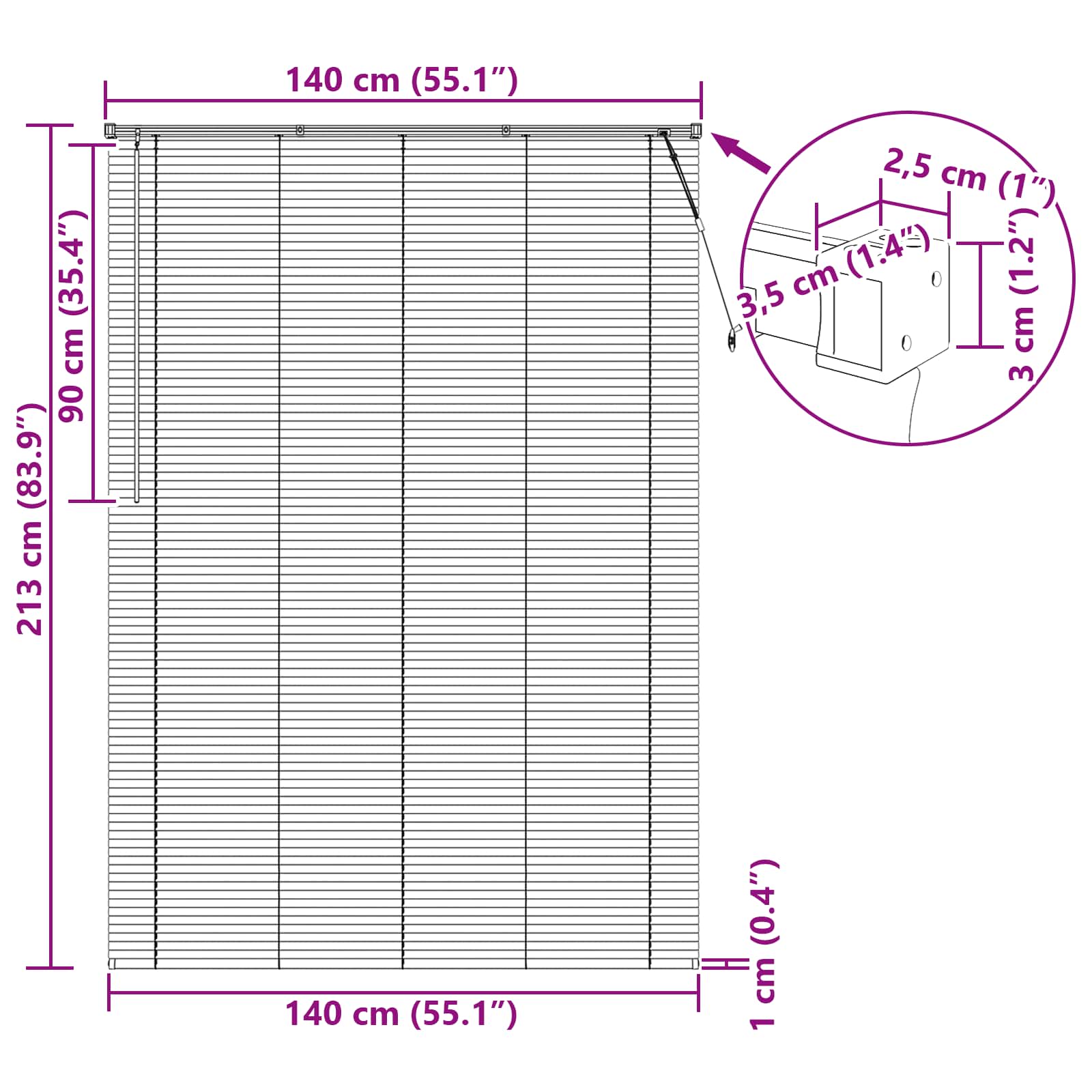 vidaXL Żaluzja wenecka Srebrnoszary 213 x 140 cm 25 mm PVC