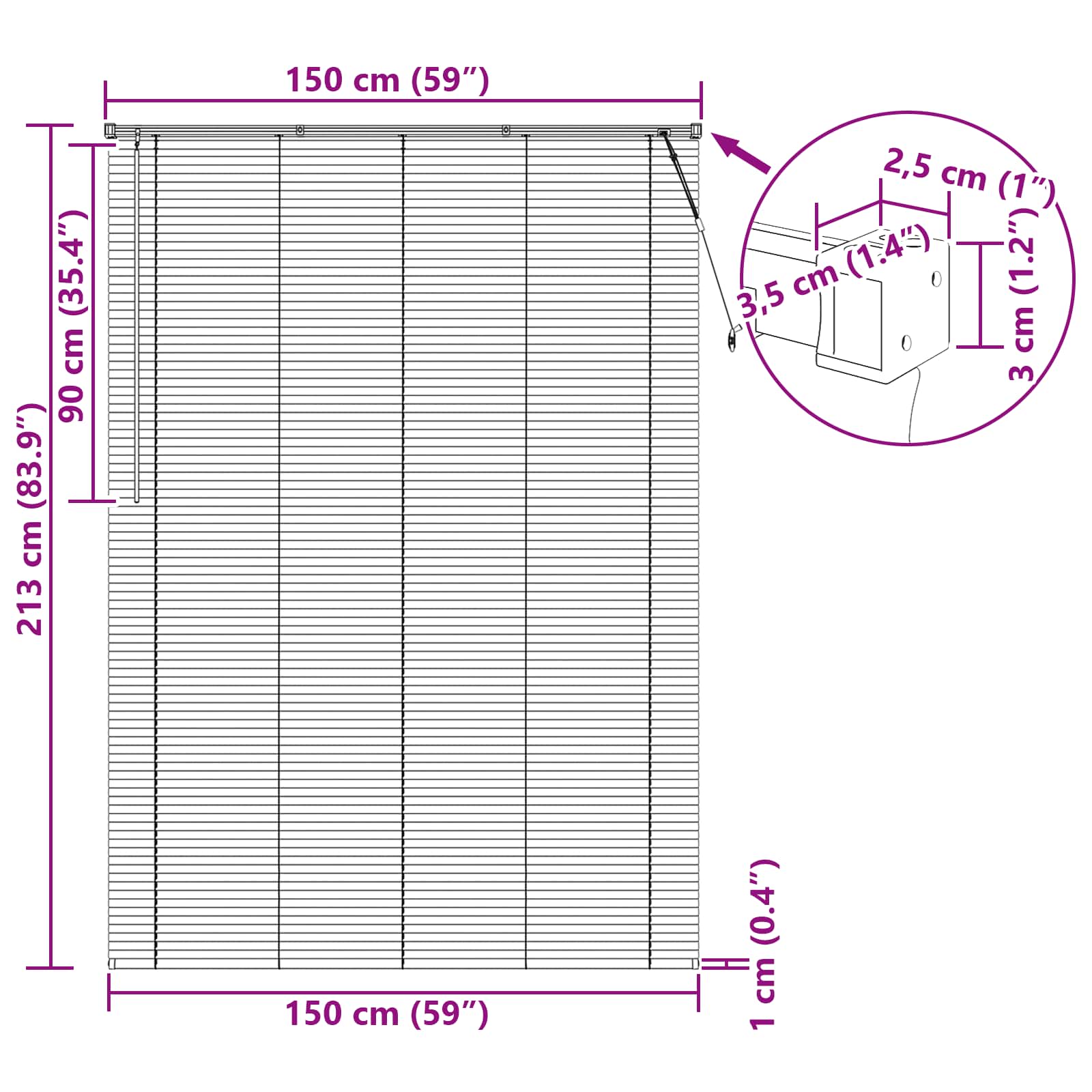 vidaXL Żaluzja wenecka Srebrnoszary 213 x 150 cm 25 mm PVC