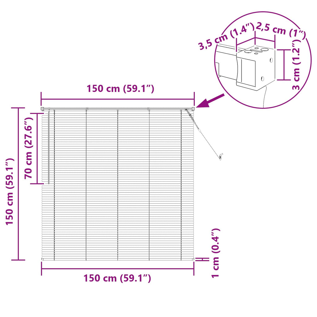 vidaXL Żaluzja wenecka Biały 150 x 150 cm 25 mm PVC