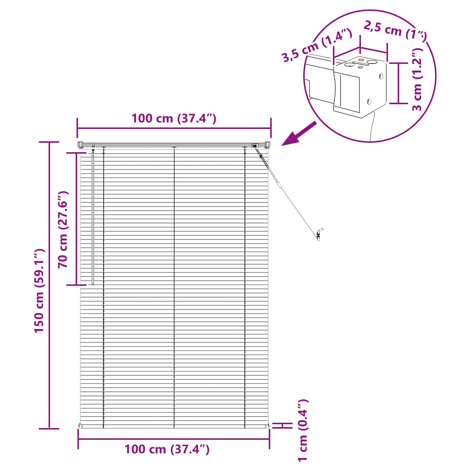 vidaXL Żaluzja wenecka Czarny 150 x 100 cm 25 mm PVC
