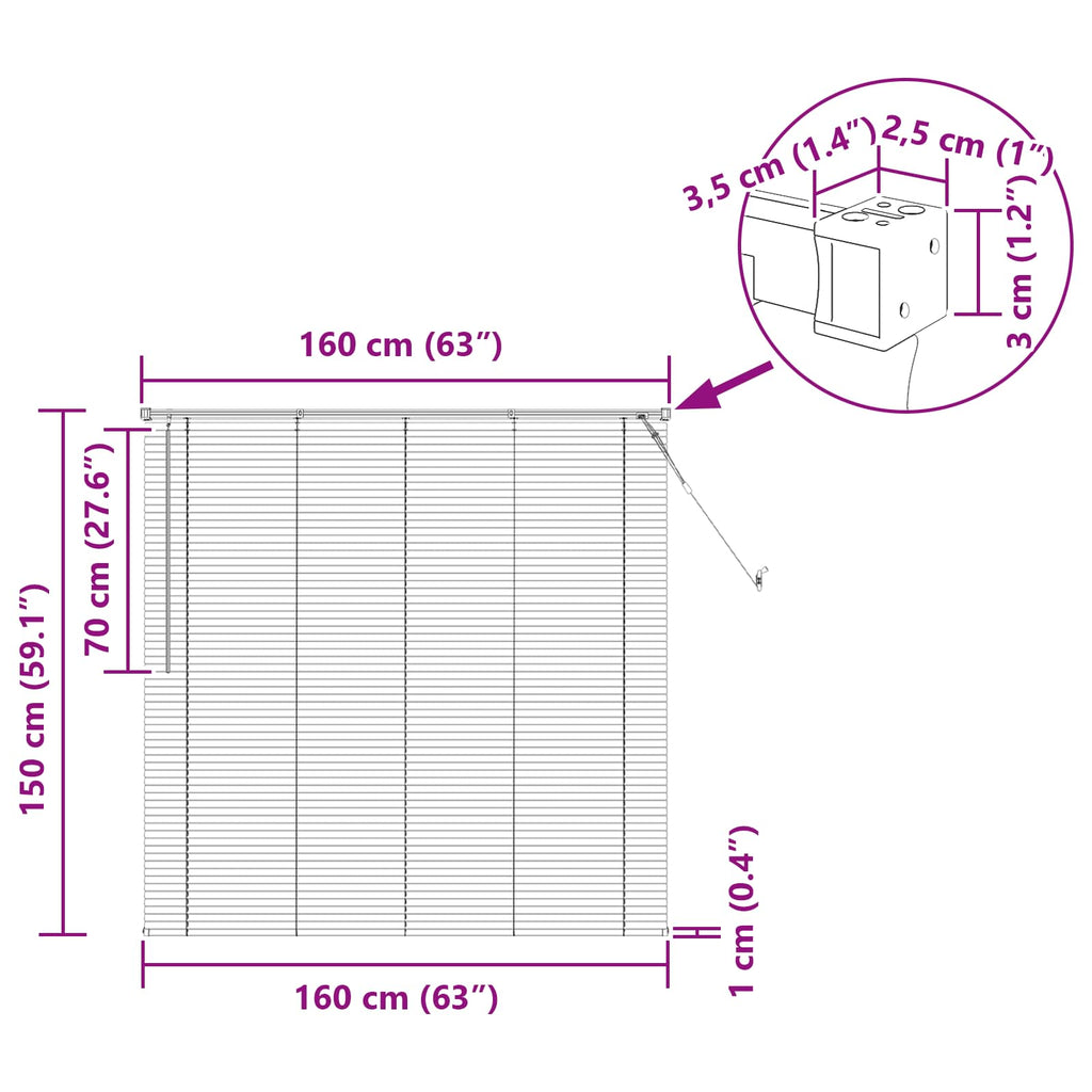 vidaXL Żaluzja wenecka Czarny 150 x 160 cm 25 mm PVC